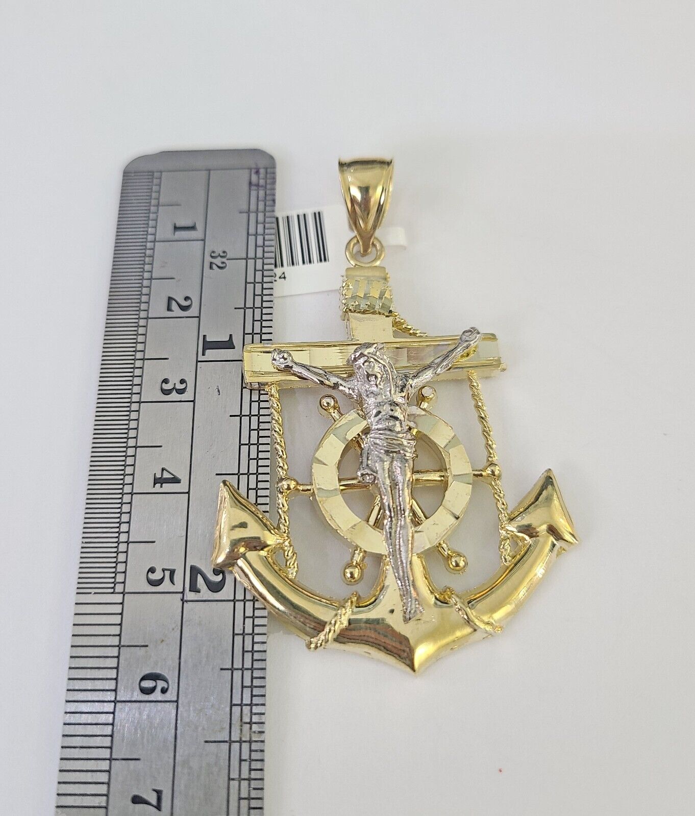 10k Solid Rope Chain Jesus Anchor Charm Set 4mm 20"-28" Necklace Gold Yellow