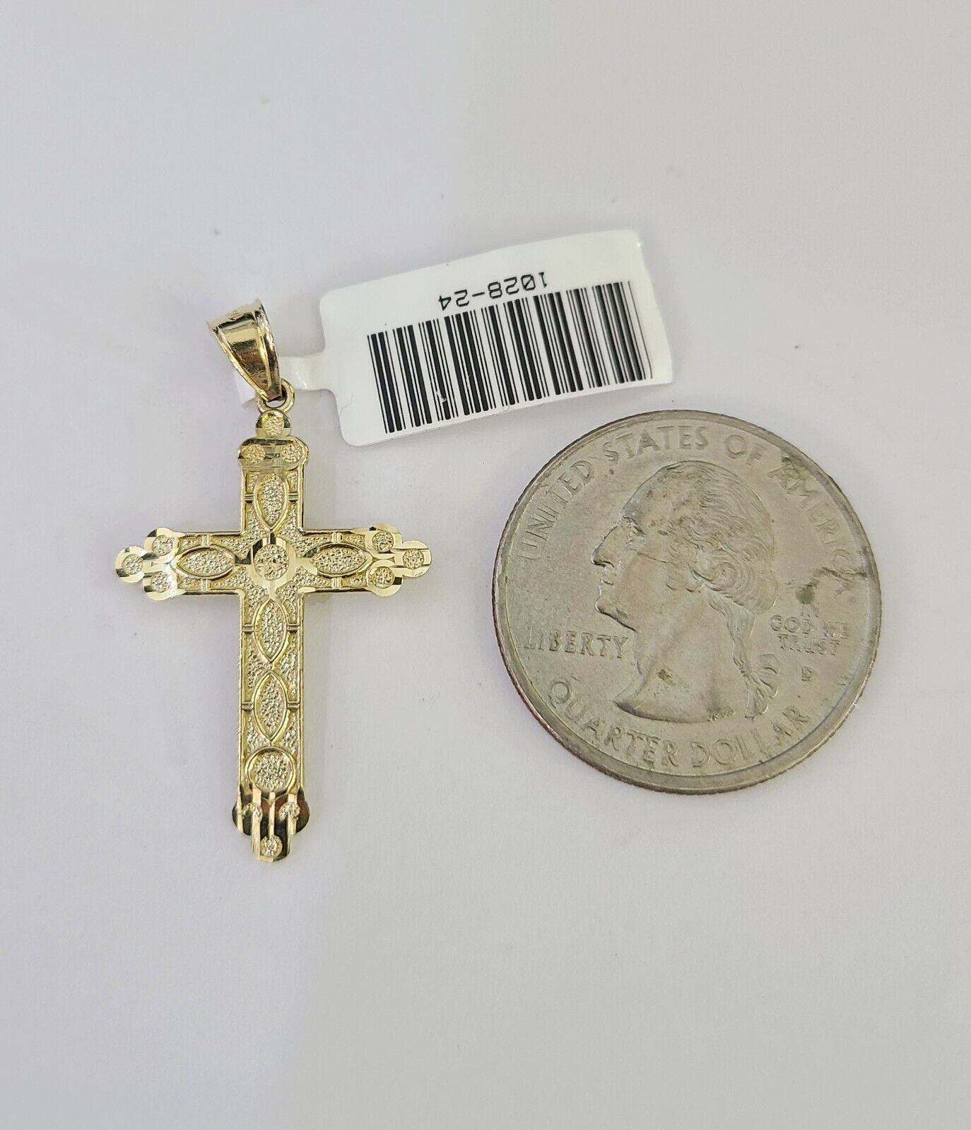 10k Solid Rope Chain 2mm Jesus Cross Pendant Charm Necklace SET 18-24 in