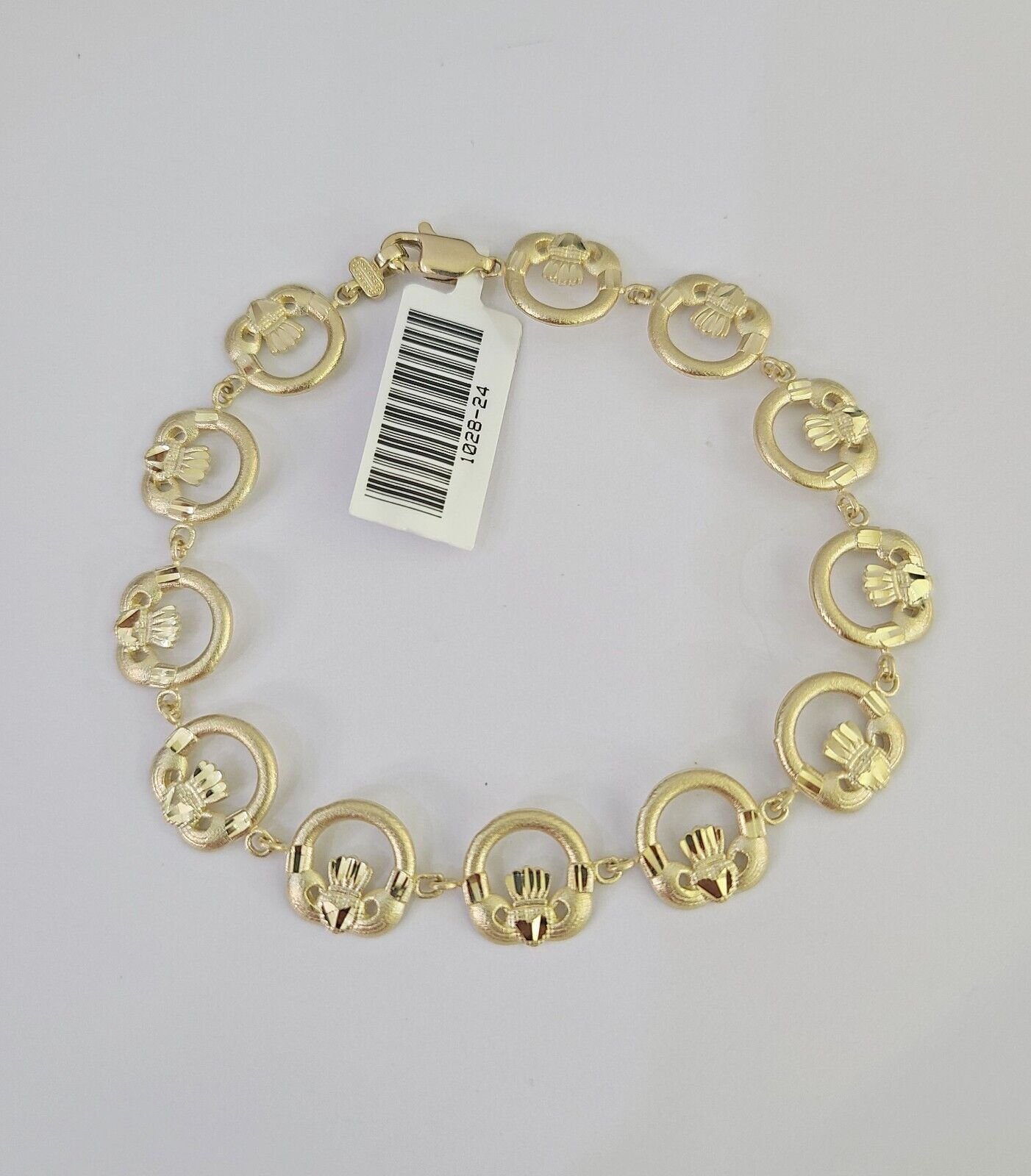 Real 10K Love Claddagh Friendship Bracelet 11mm 7 Inches 10kt Yellow Gold