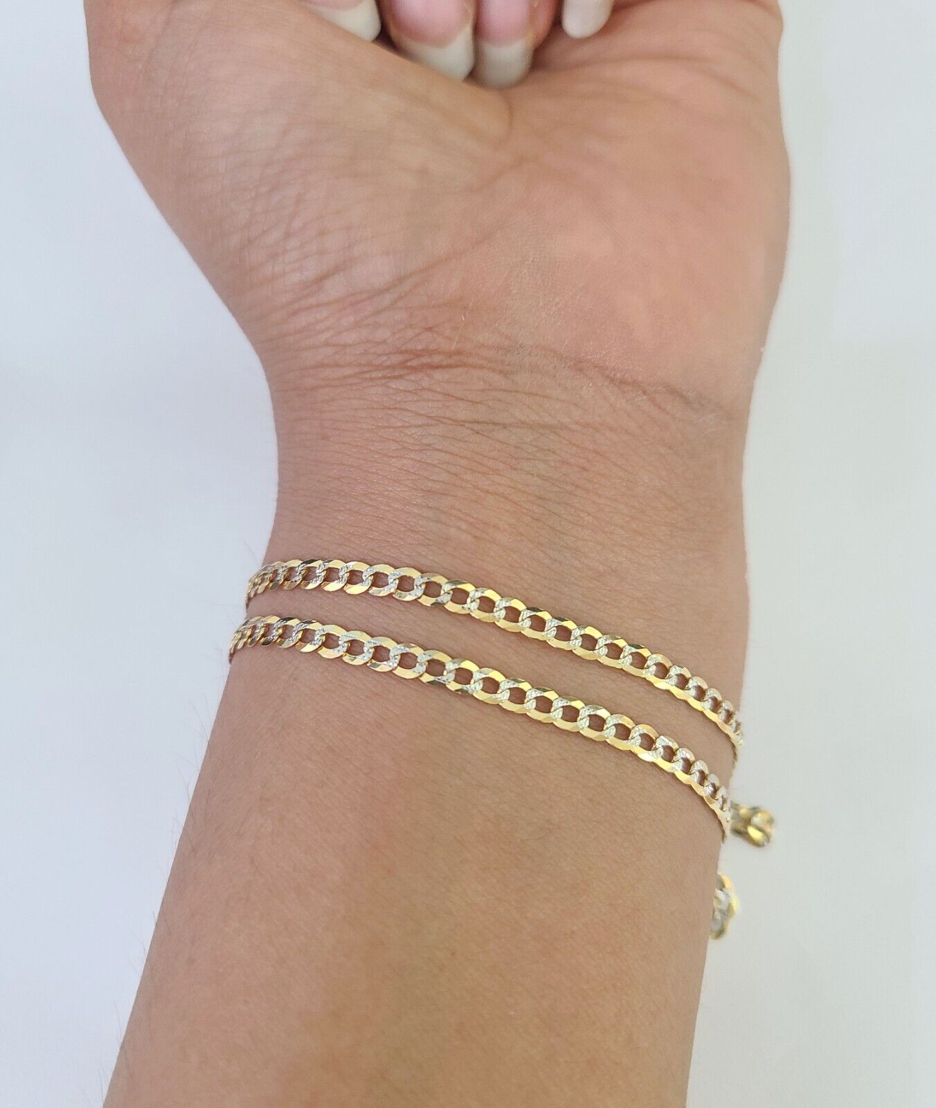 14K Solid Cuban Curb Link Bracelet Diamond Cut 3mm 8" Inch REAL Yellow Gold
