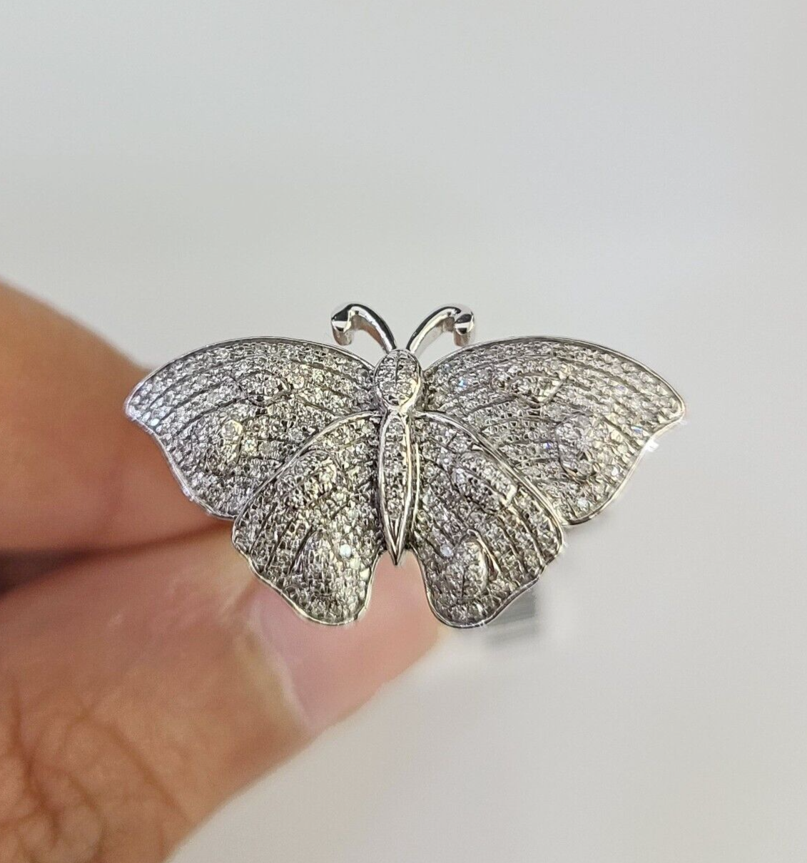 Real 10k Butterfly Diamond Ladies Ring Women Casual 10Kt White Gold All Sizes