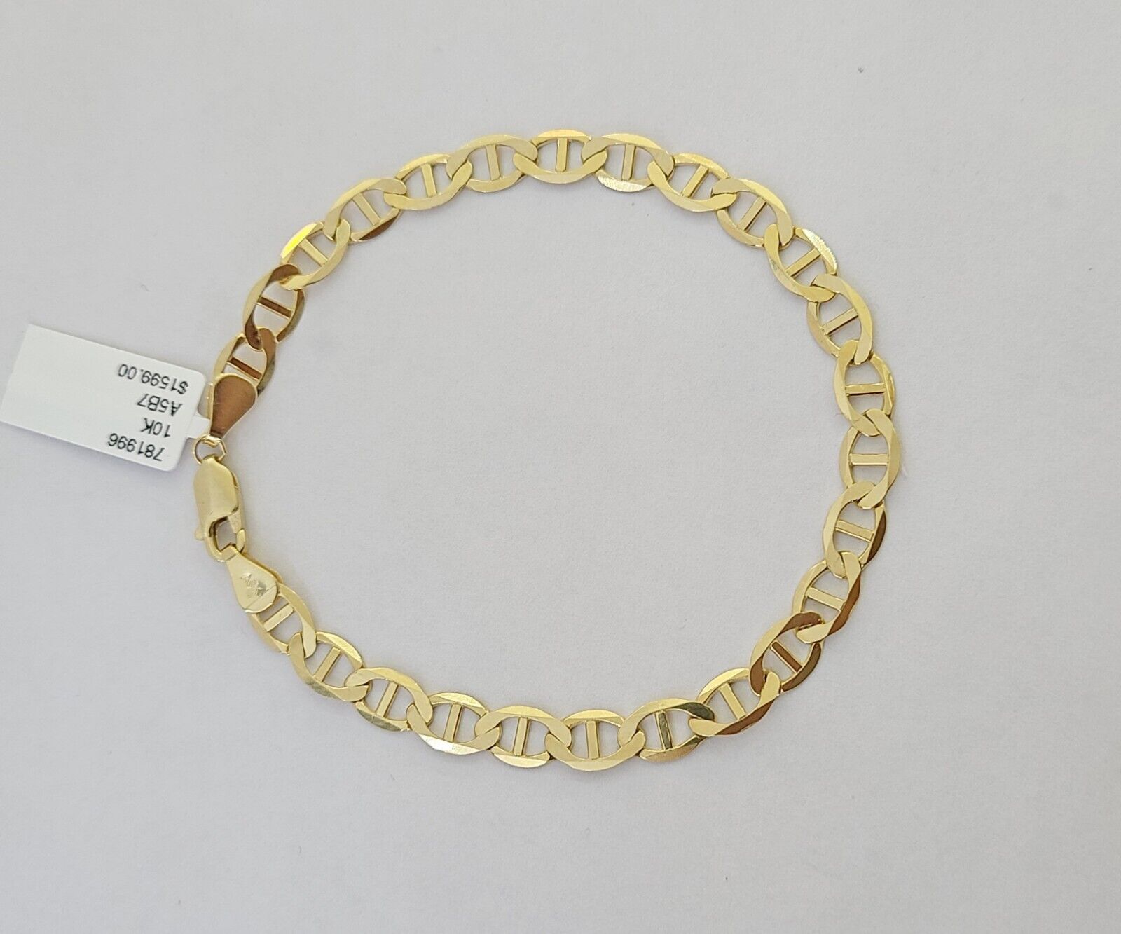 REAL 10k Yellow Gold Bracelet  6mm Anchor Mariner 8" Inch Lobster Lock