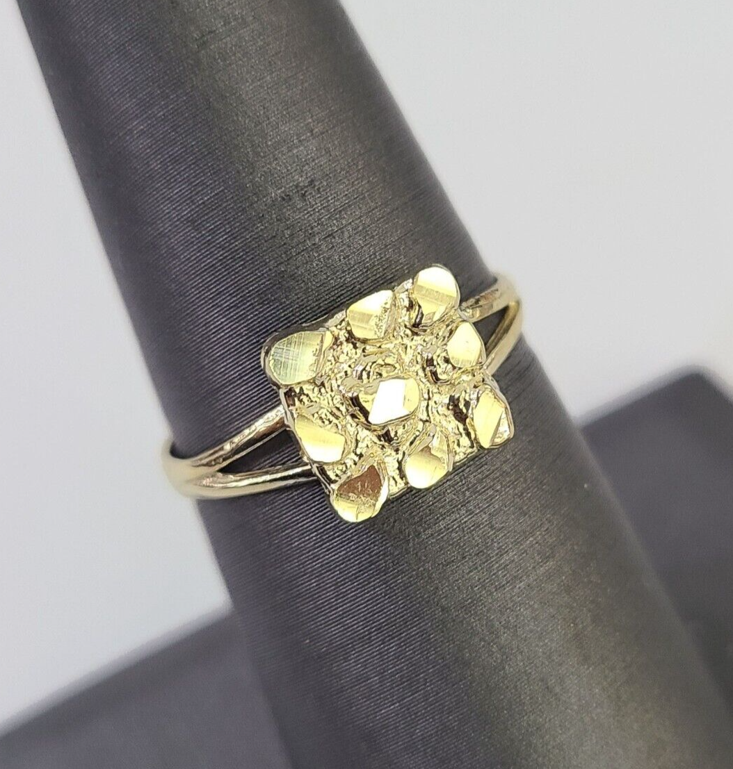 Real 10k Nugget Ring Band Wedding Engagement Women Yellow Gold All Sizes
