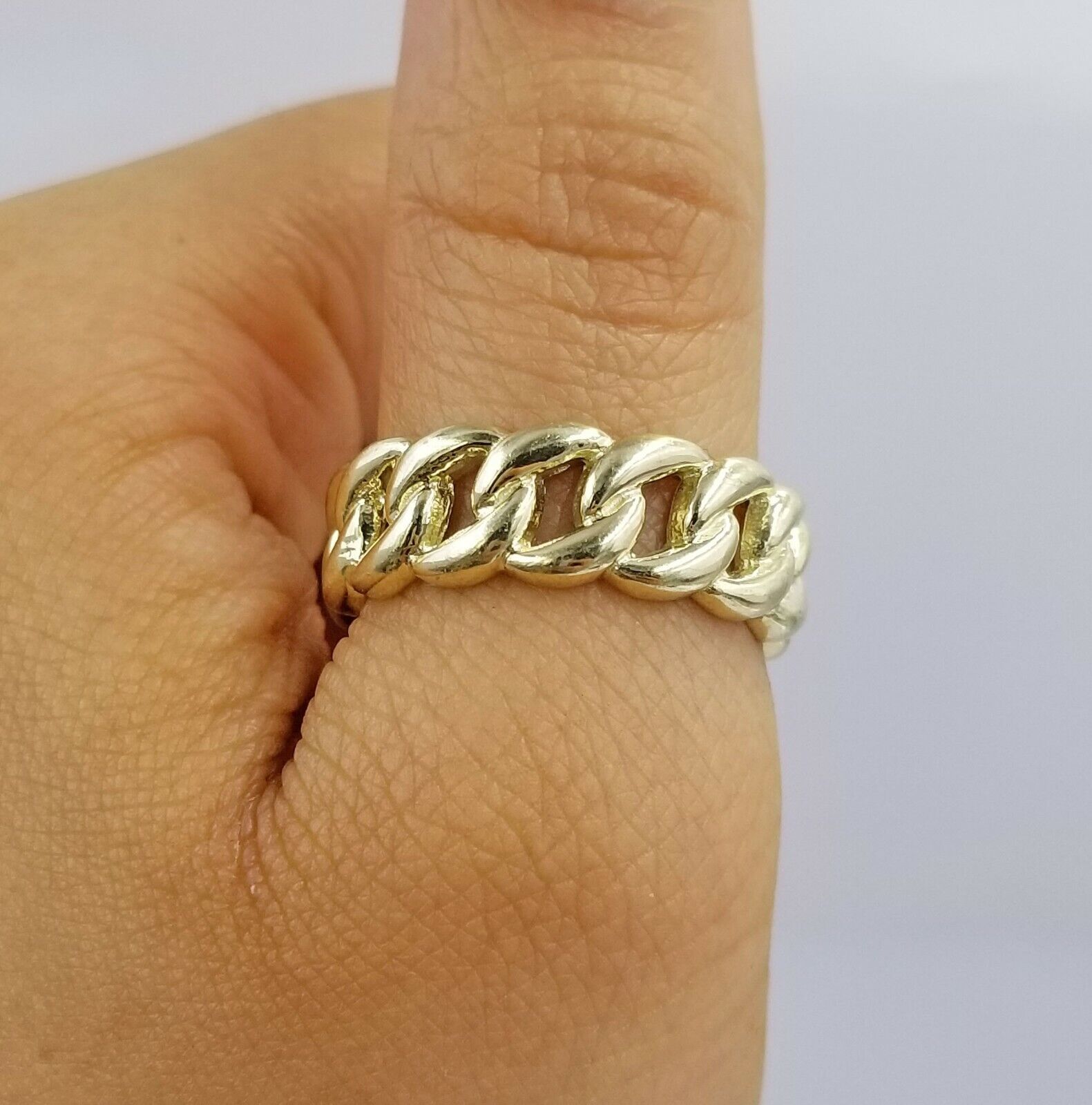 REAL 10K Yellow Gold Miami Cuban Ring Band Style Sizable Rings Men Women Pinky All Sizes