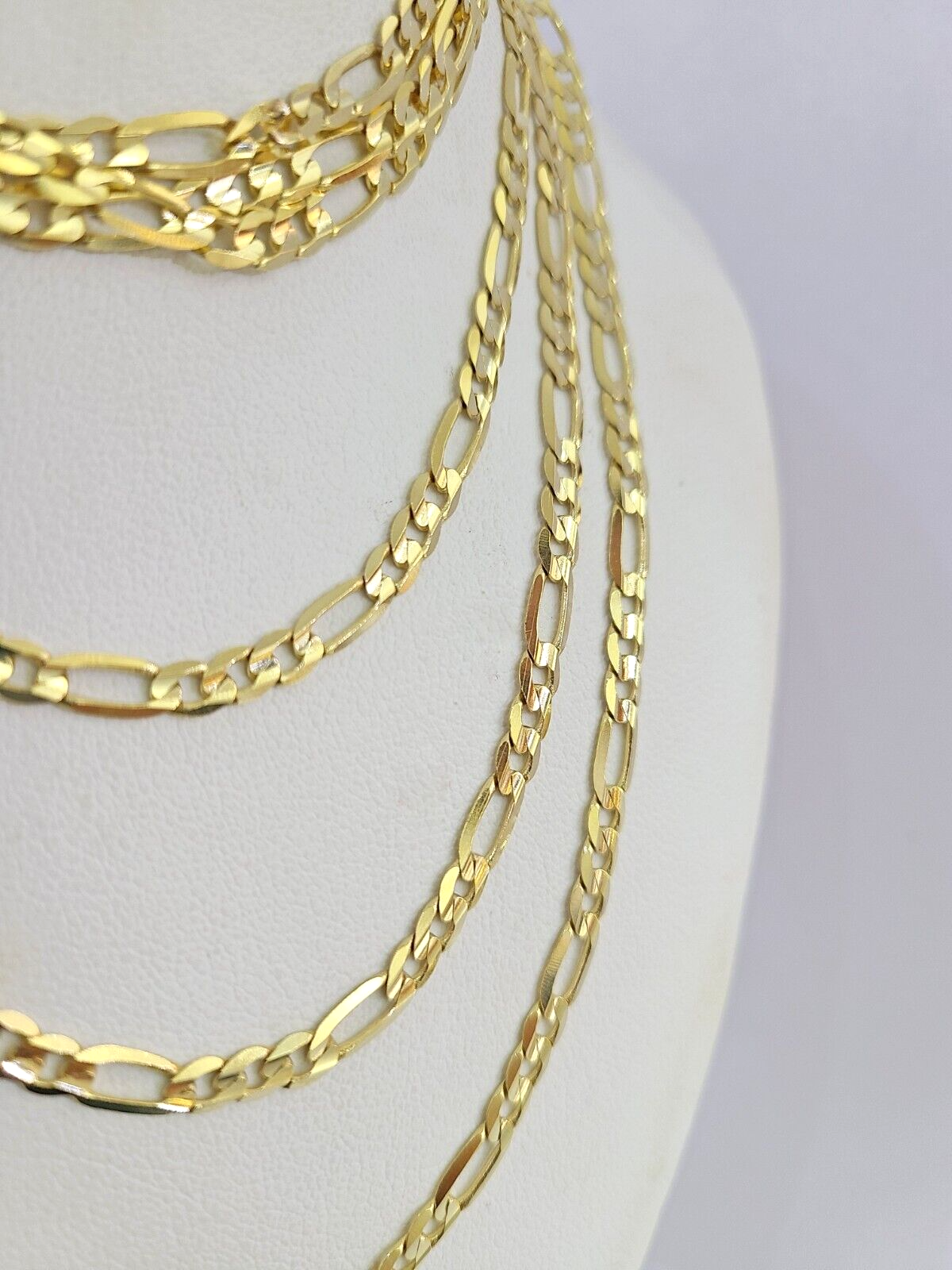 10K Solid Figaro Link Chain Necklace Yellow Gold 4mm 20" 22" 24" 10kt