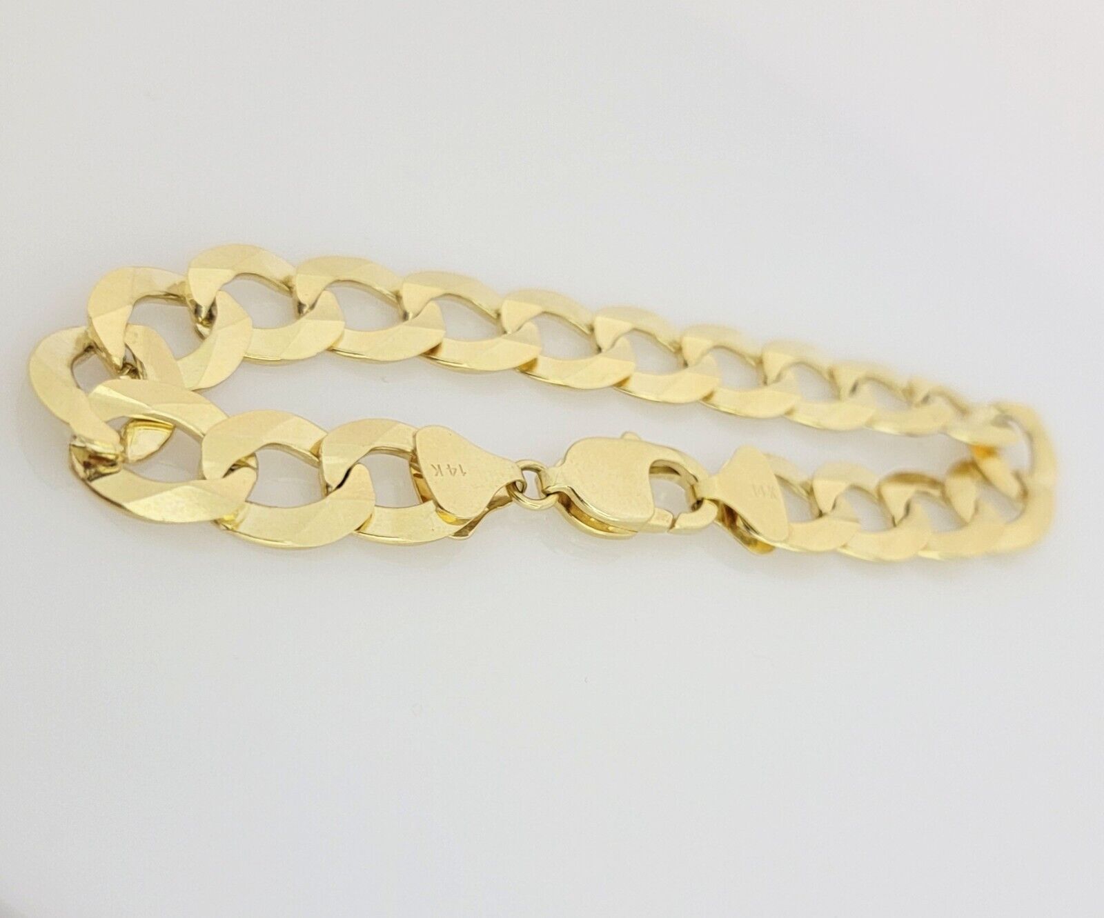 14k Yellow Gold Bracelet Cuban Curb Link 9 Inch 12mm Thick SOLID REAL 14kt Men's