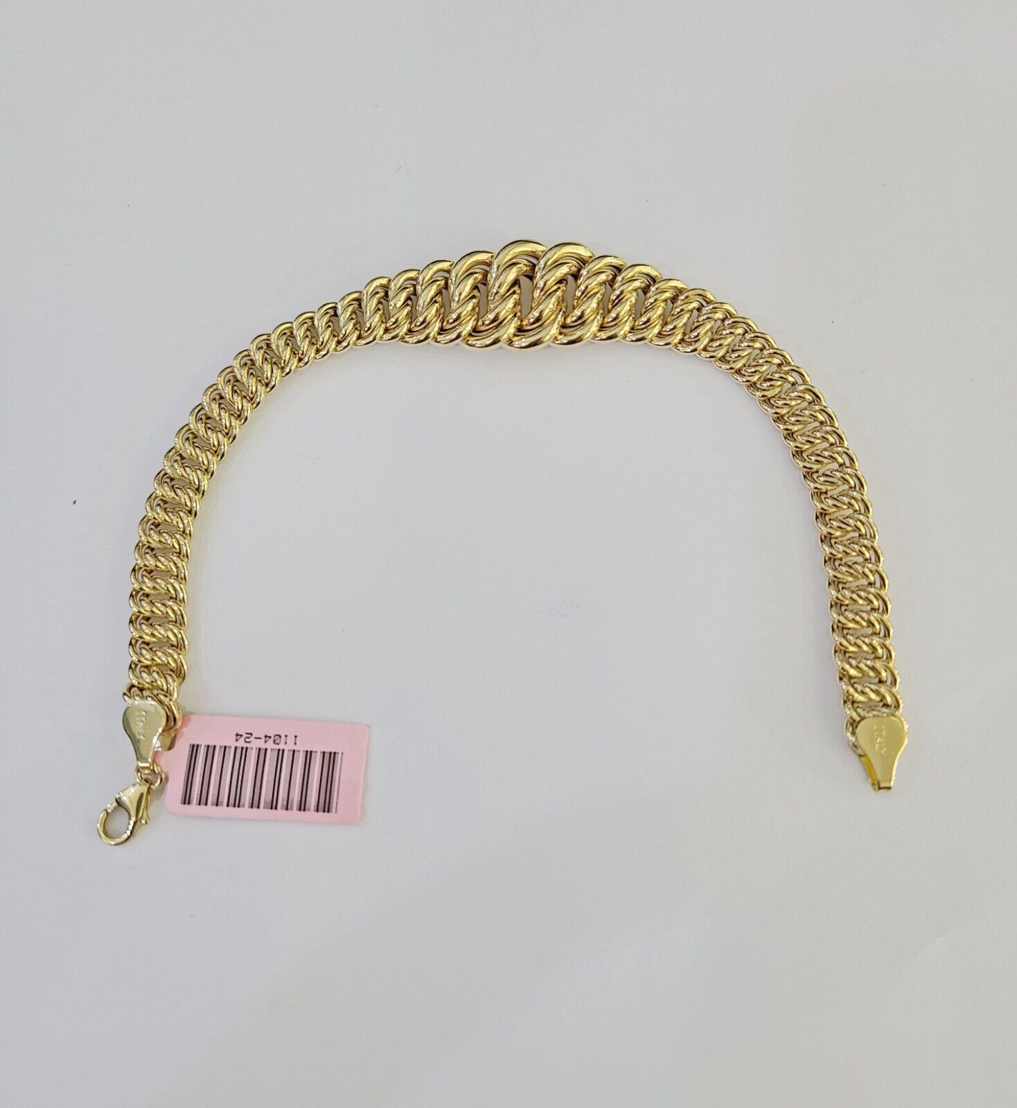 14K Gold Princesa Ring Bracelet 7" 7mm Real Yellow SET Flat Byzantine Link 14Kt All Sizes