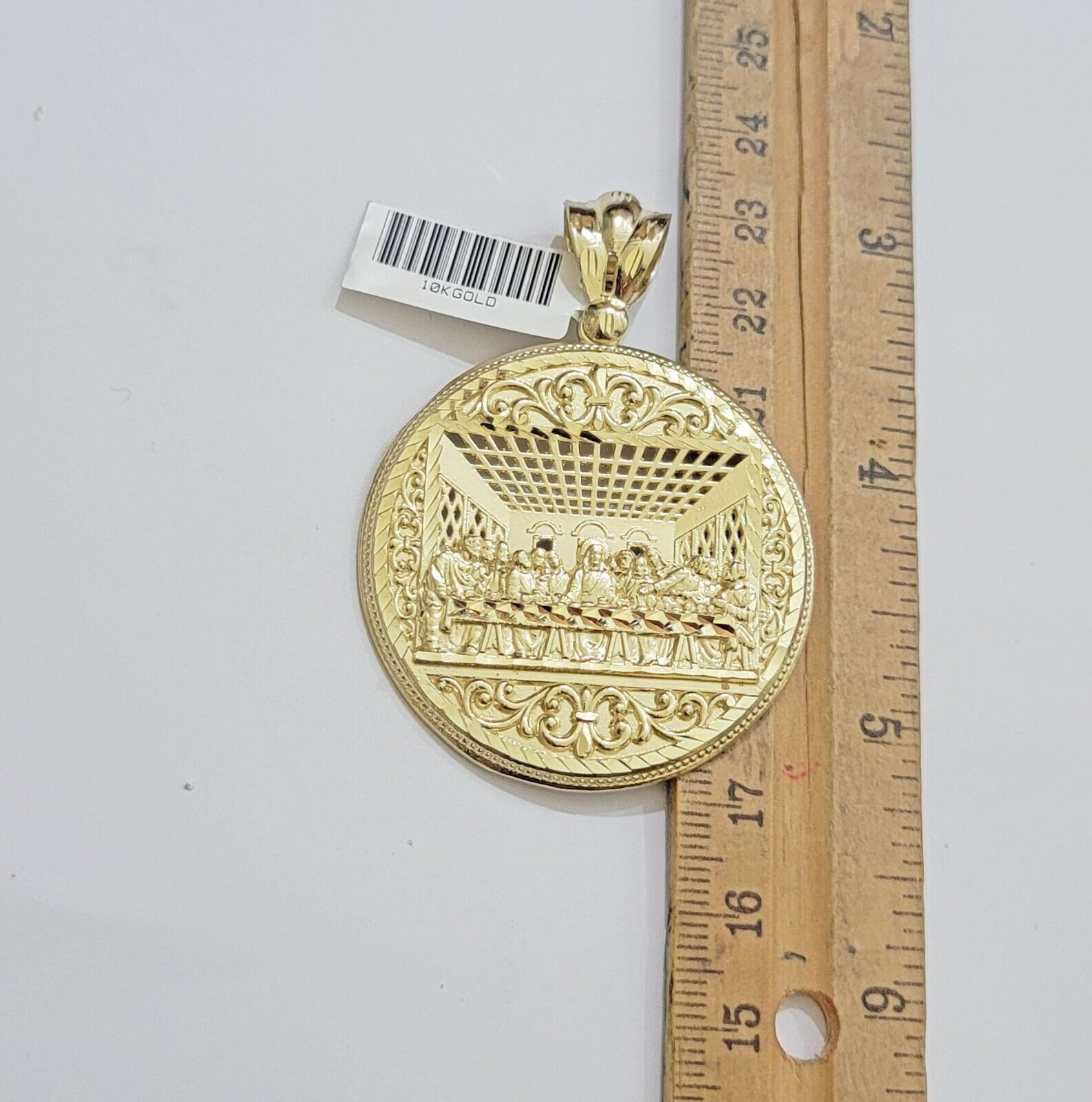 REAL 10k Yellow Gold Pendant Last Supper charm For Mens.