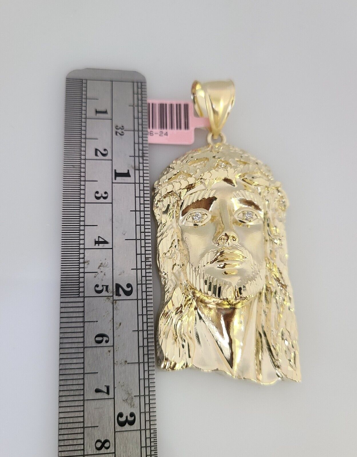 14k Gold Chain Jesus Head Charm Solid Cuban Curb 10mm 20"-30" SET Necklace