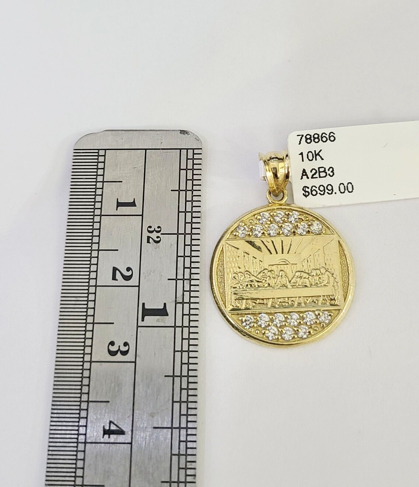 10K Franco Chain Last Supper  Pendant Charm Necklace 16"-24" 2mm Gold SET