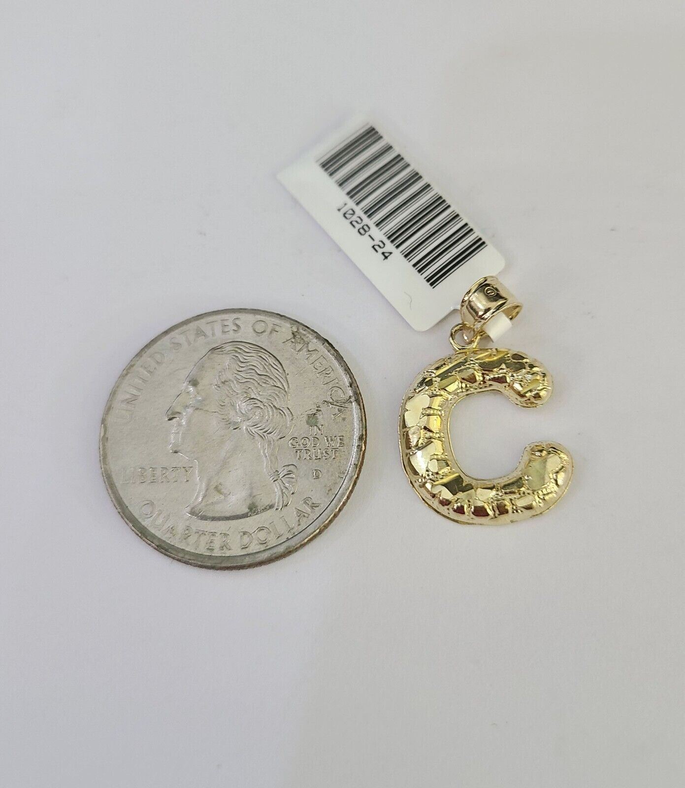 10k Gold Initial C Charm Rope Chain 16"-26" 2.5mm SET Necklace Alphabet Pendant