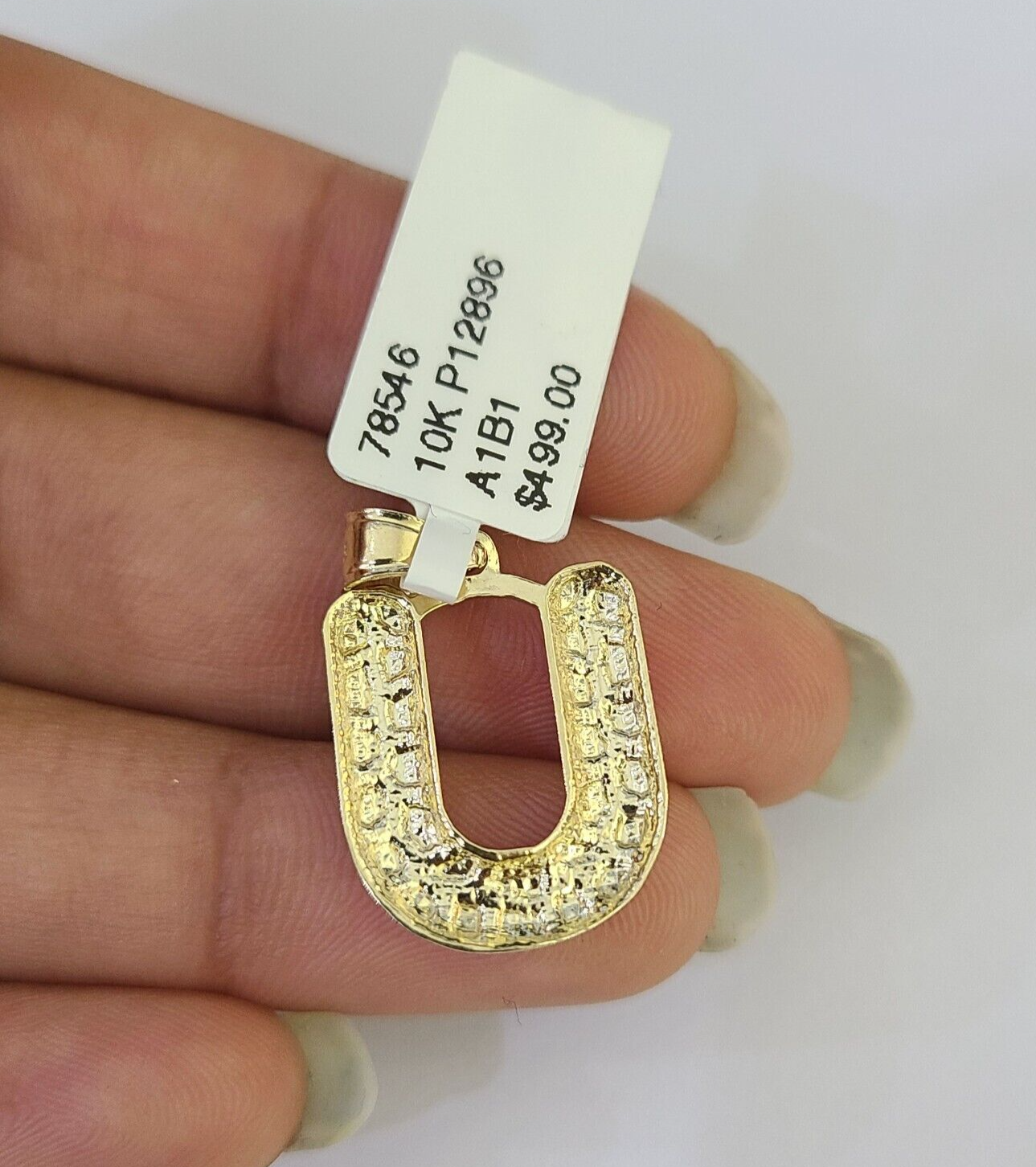 10k Gold Initial U Charm Rope Chain 16"-26" 2.5mm SET Necklace Alphabet Pendant