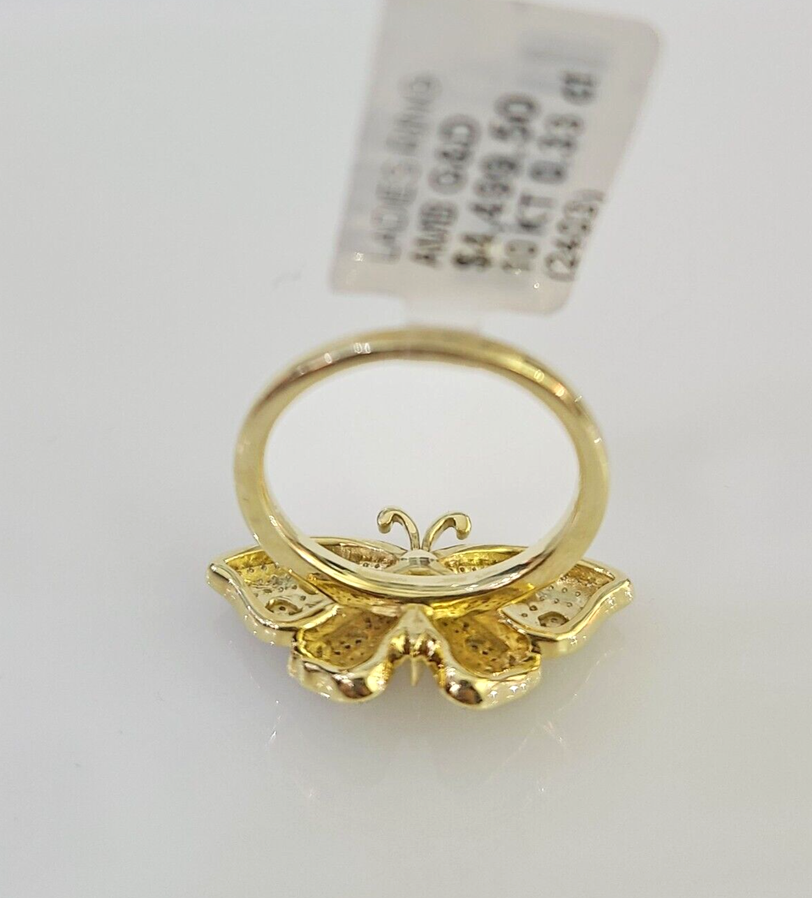Real 10k Butterfly Diamond Ladies Ring Women Casual 10Kt Yellow Gold All Sizes