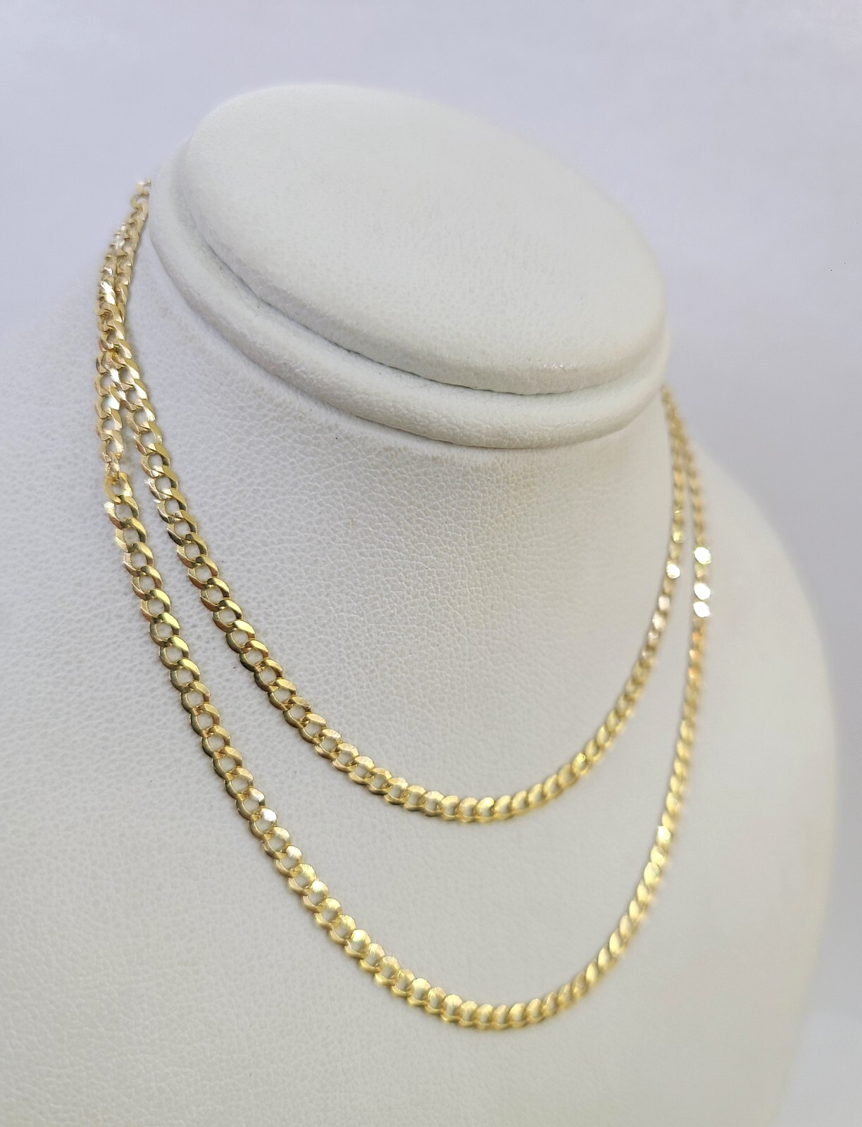 Real 18kt Cuban Curb Chain Necklace 2.5 mm 20 Inch Yellow Gold Men Women SOLID