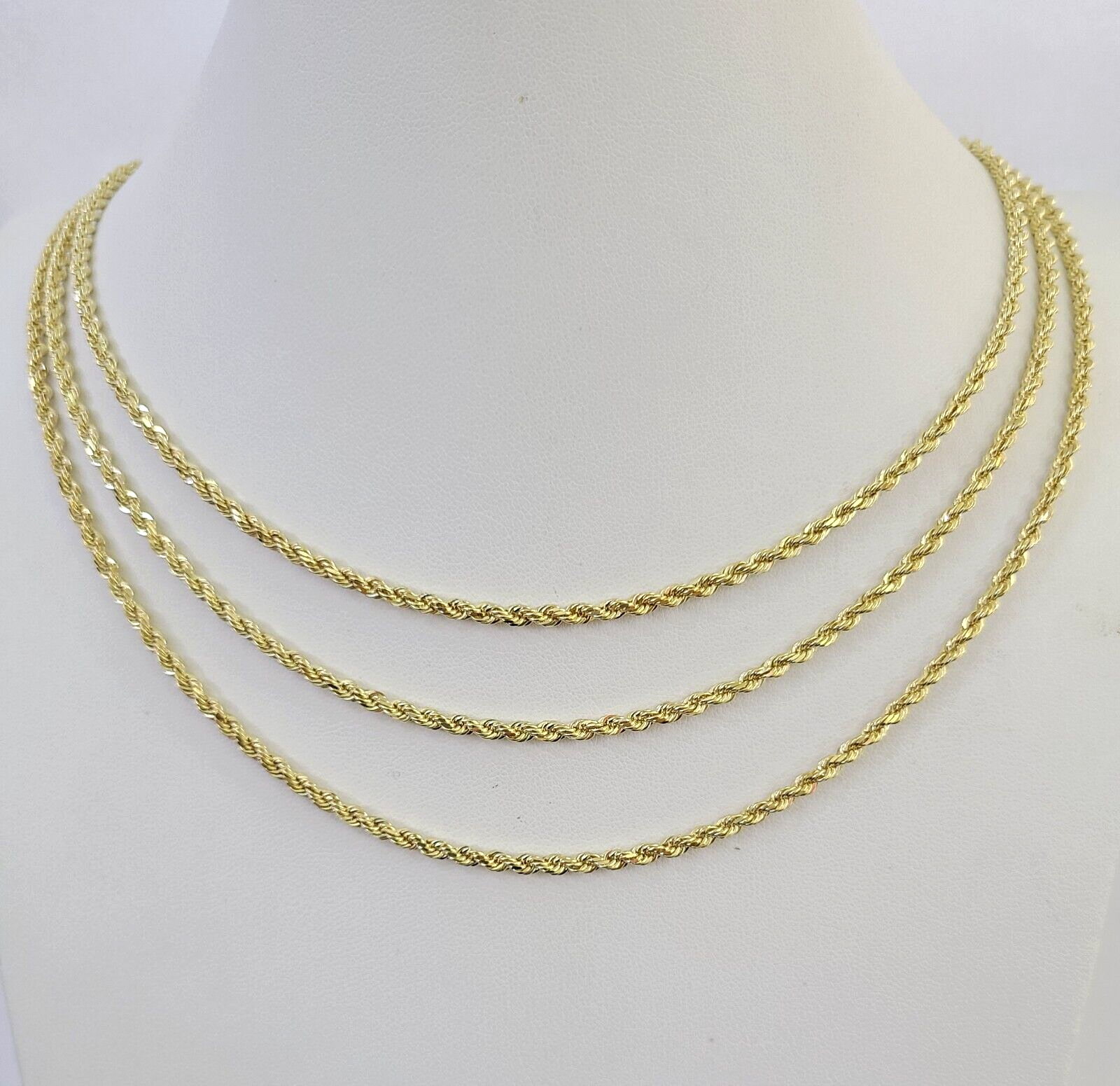 10k Solid Real Rope Chain Necklace 4mm 18"-30" Yellow Gold Men Women Genuine