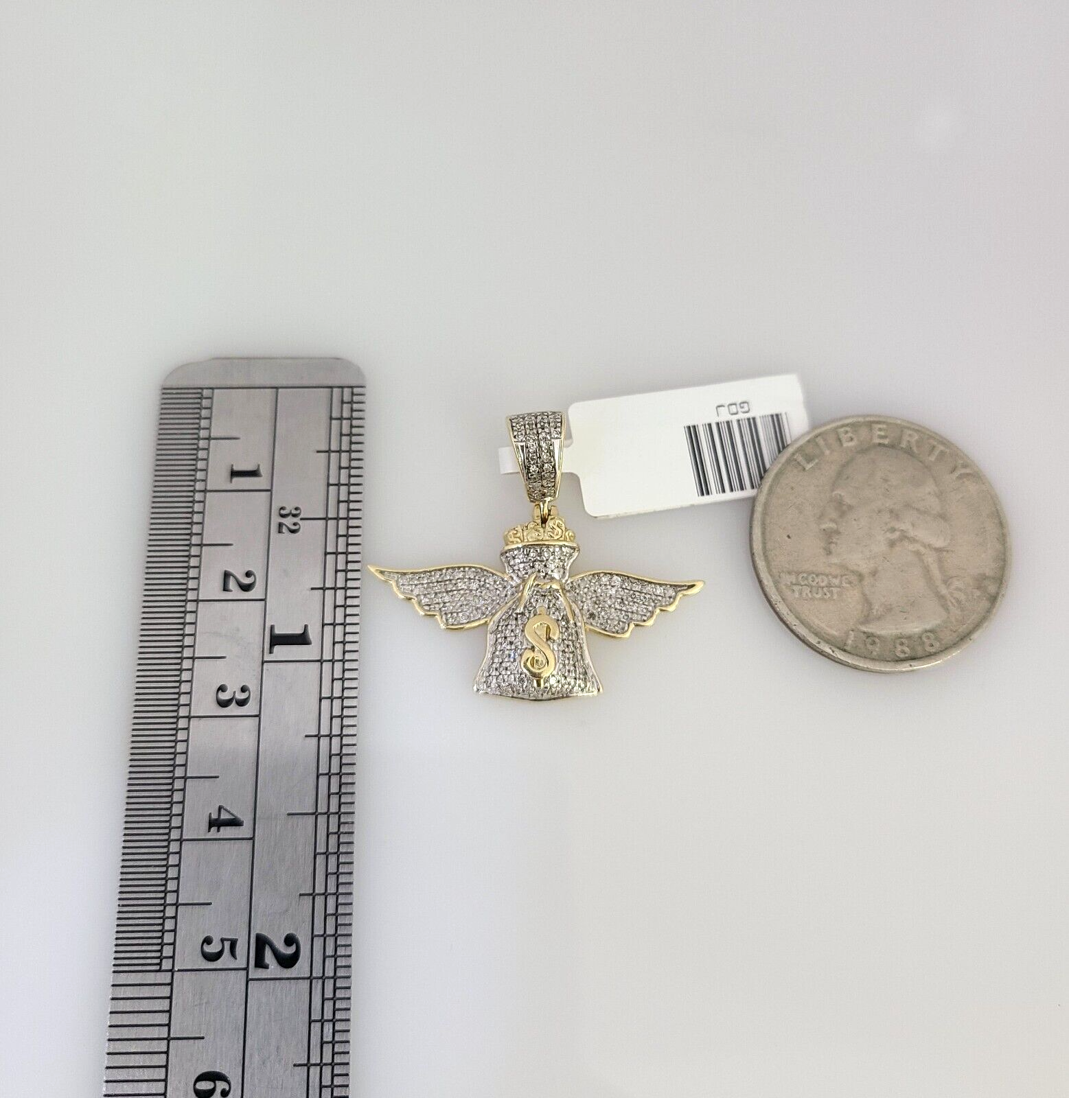 10K Solid Gold Miami Cuban Chain SET Diamond Money Bag Wing Charm 18"-26" 2.5mm