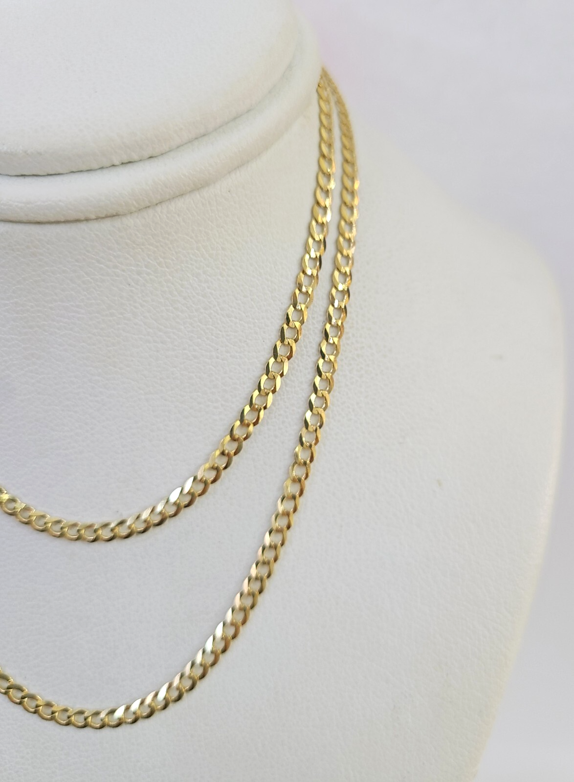 Real 18kt Cuban Curb Chain Necklace 2.5 mm 20 Inch Yellow Gold Men Women SOLID