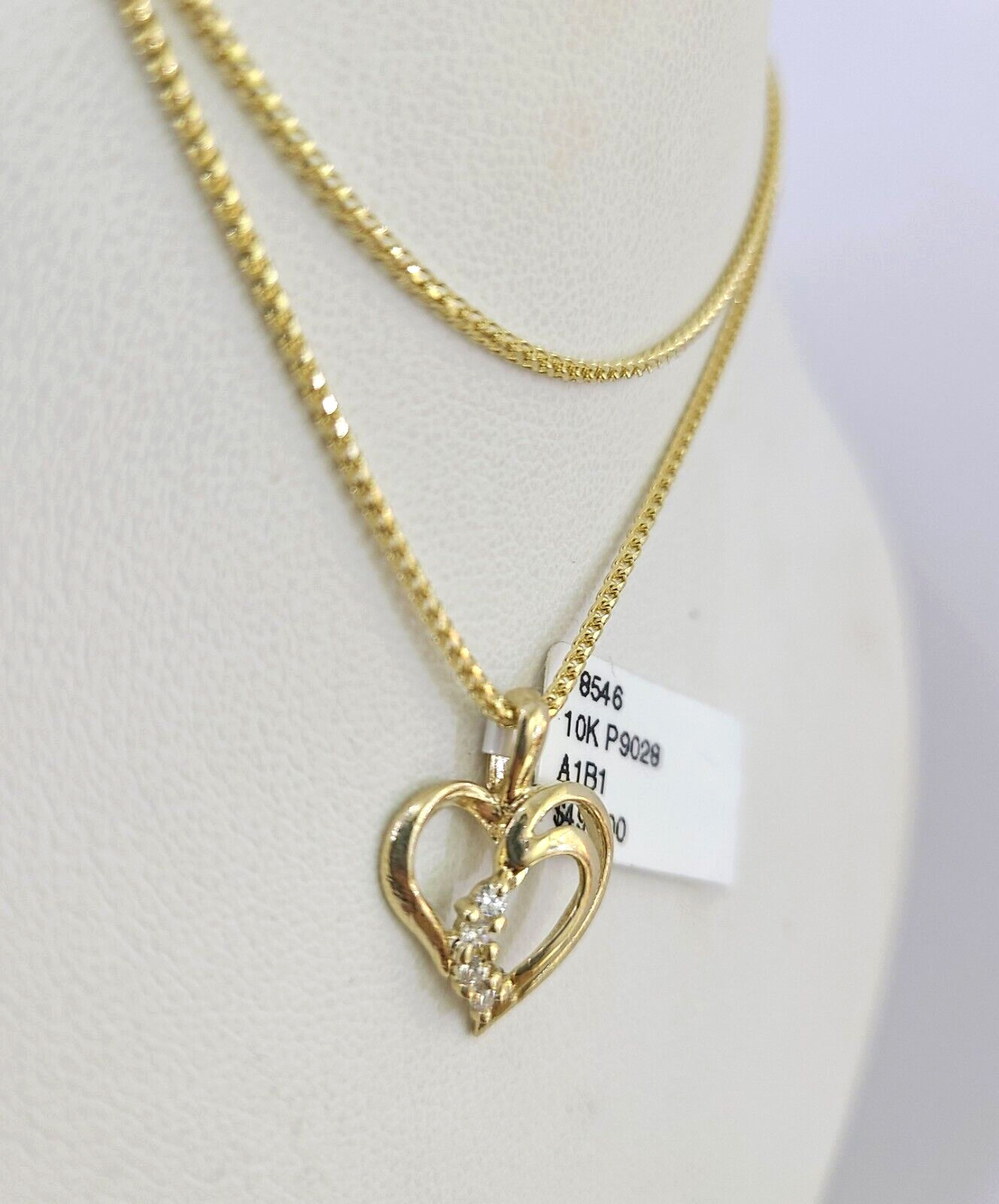 10K Solid Franco Chain Heart Pendant Charm Necklace 16"-22" 1mm Gold Ladies