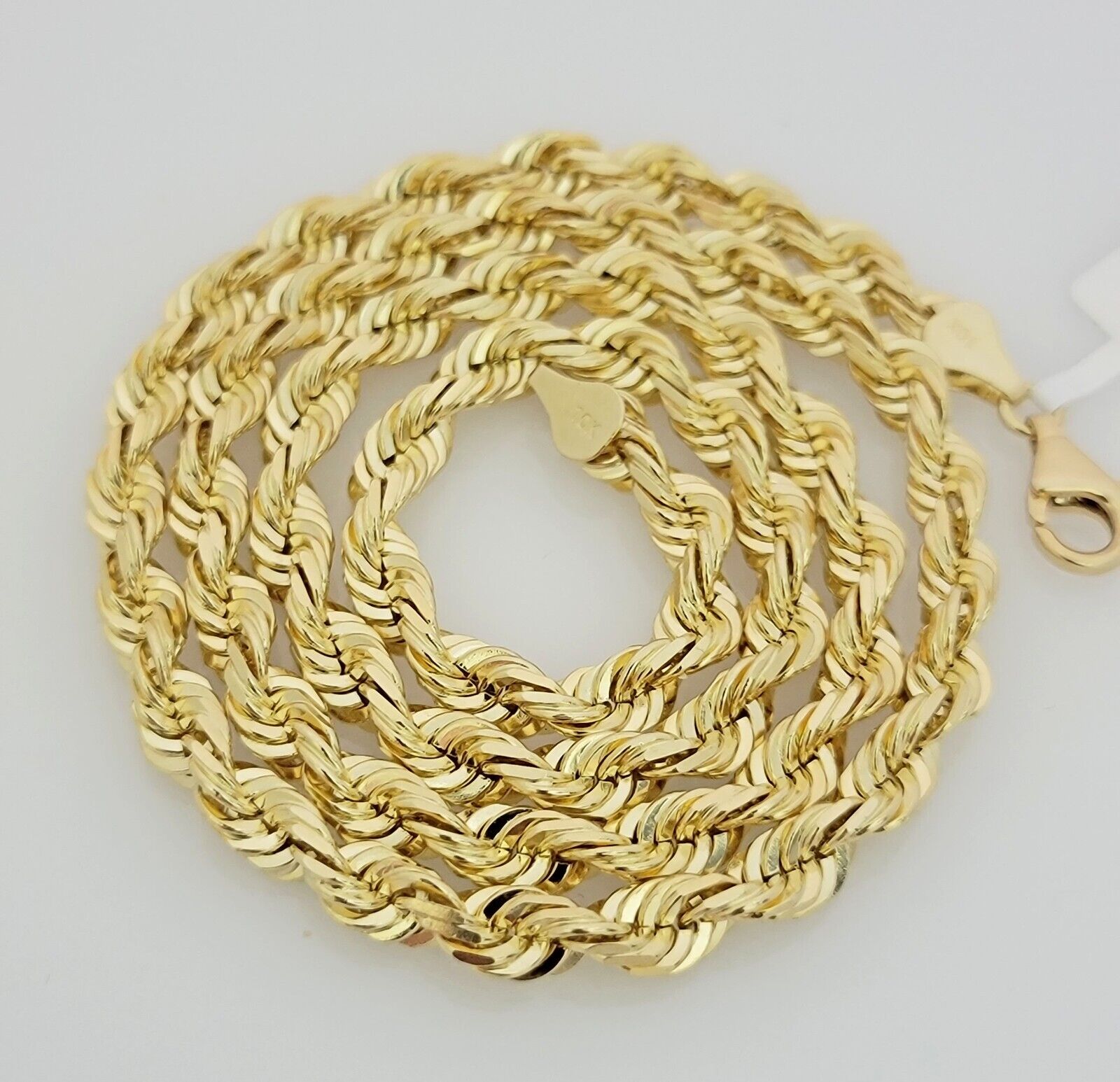 Real 10k Gold Chain Necklace Rope 24 Inch 6mm Diamond Cut Solid 10kt For mens