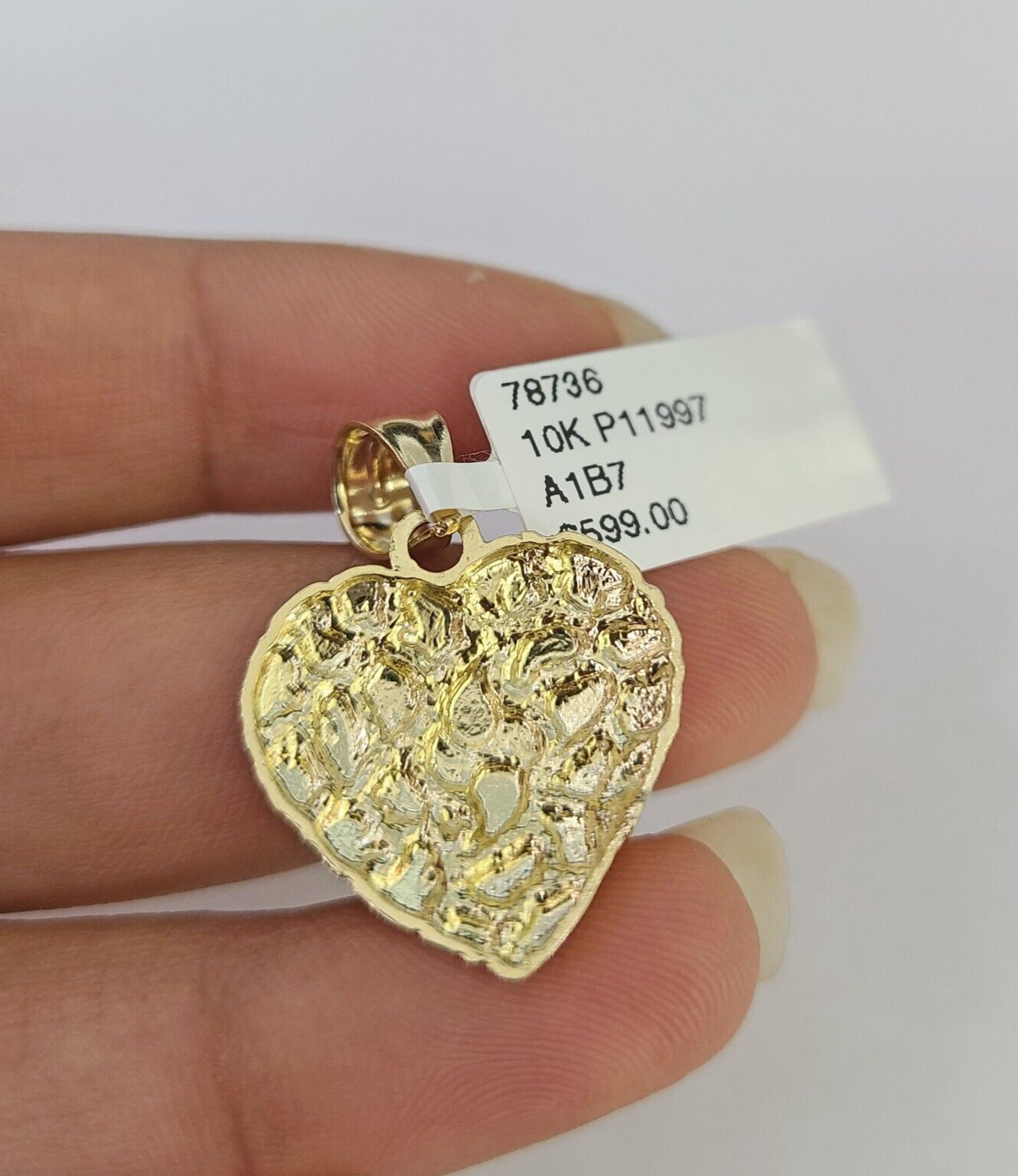 10k Solid Rope Chain 2mm Nugget Heart Pendant Charm Necklace SET 16"-22" Ladies