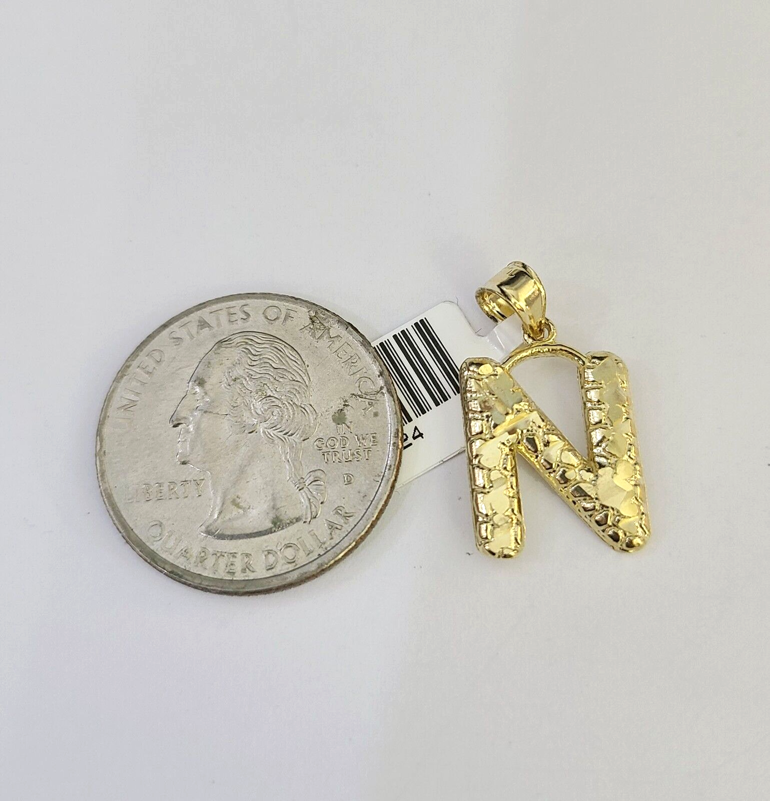 10k Gold Initial N Charm Rope Chain 16"-26" 2.5mm SET Necklace Alphabet Pendant