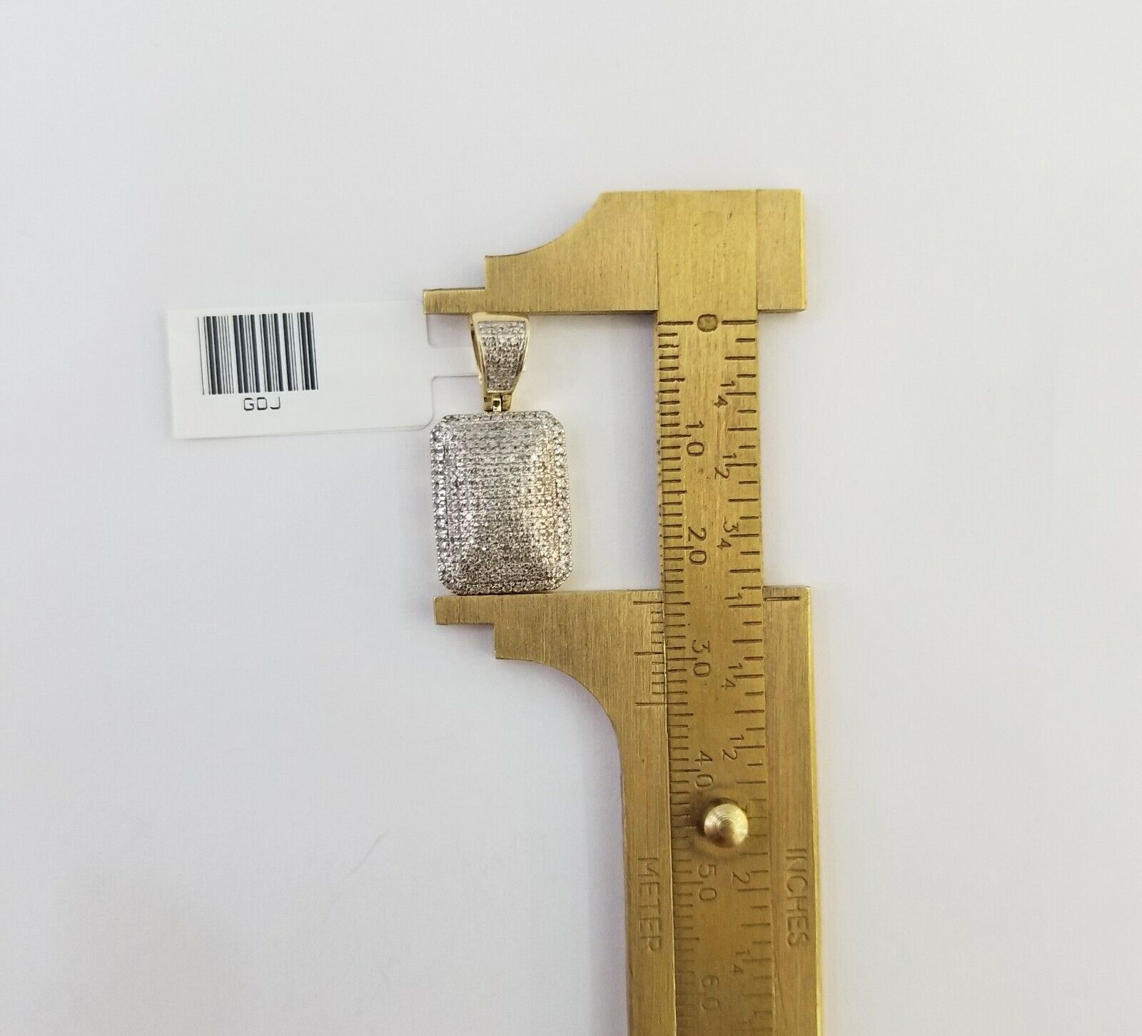 10K Yellow Gold 0.51CT Real Diamond Pillow Charm With 3mm 24" gold rope chain