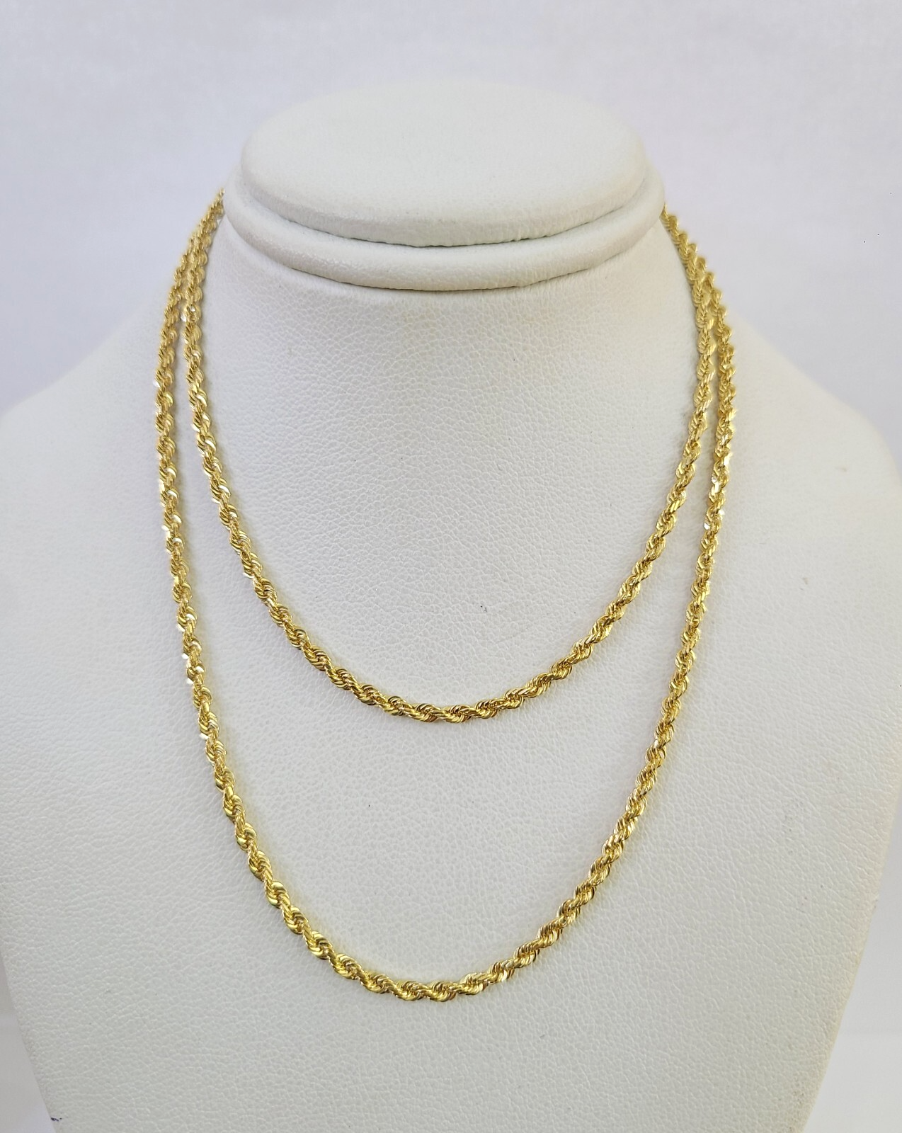 Real 18k Rope Chain Necklace 22 Inches 2mm Yellow Gold Men Women 18KT SOLID