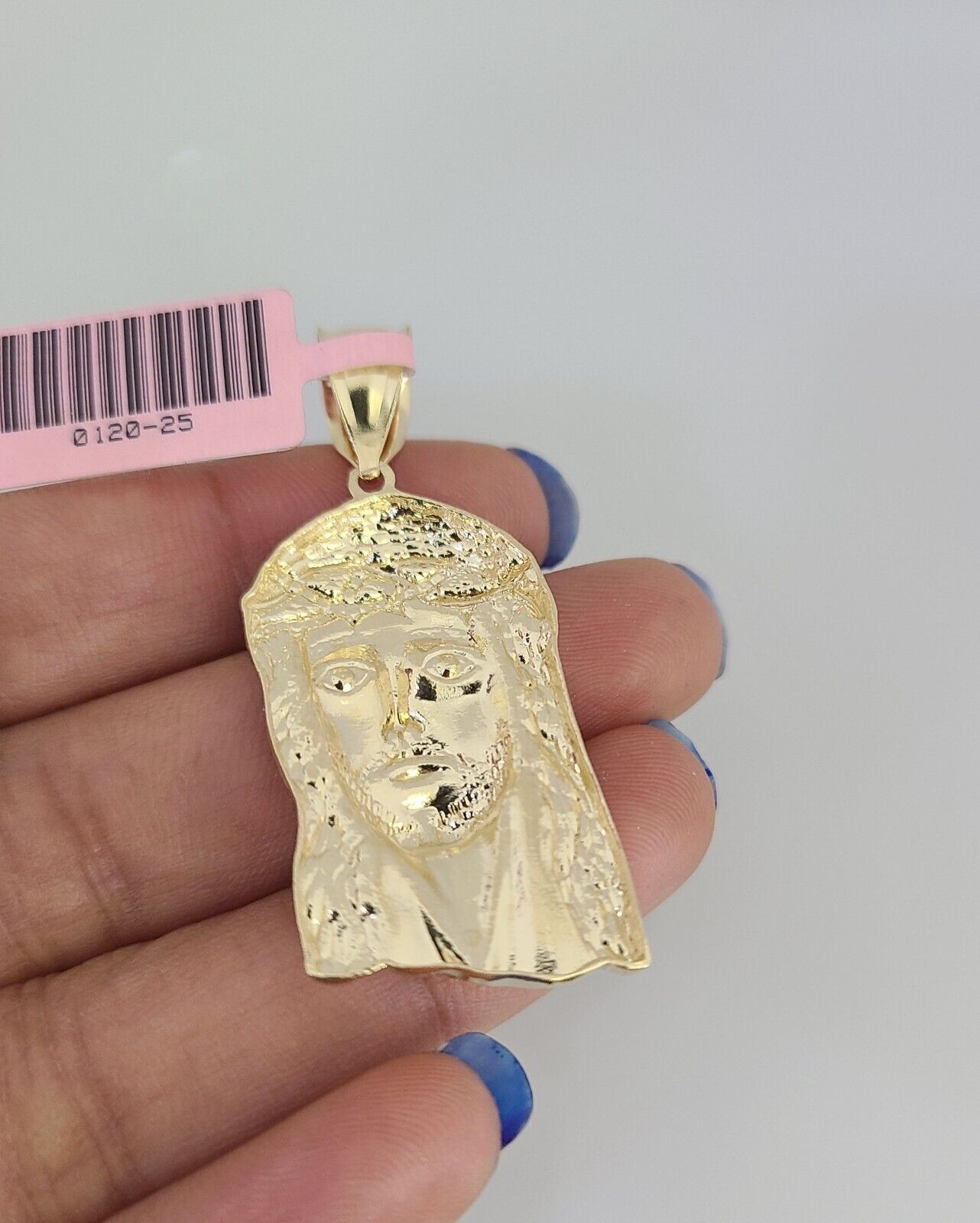 14k Gold Solid Chain Jesus Head Pendant Set 14kt Miami Cuban Link 3mm Charm