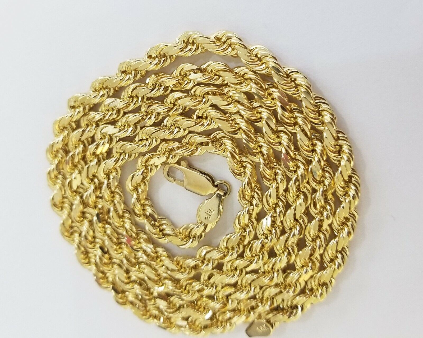Real 14K SOLID Yellow Gold Rope Chain 4.5mm 26 Inches necklace Lobster Lock 14kt