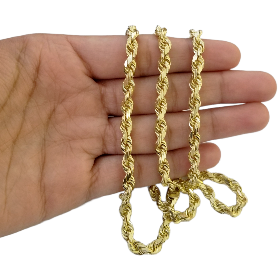 10k Yellow Gold Solid Rope Chain Necklace 7mm 22" Inch Real 10KT Gold