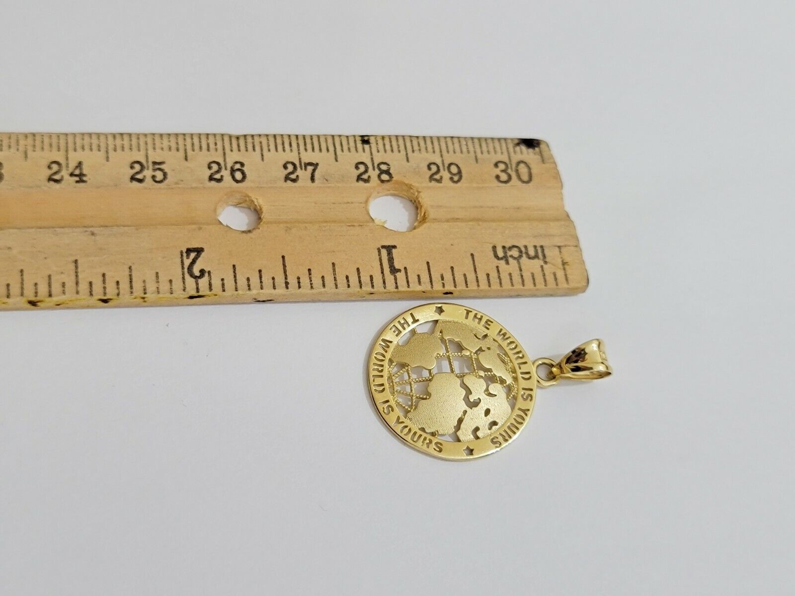 Real 10kt Gold Cuban Link Chain Pendant Set 22" 3.5mm Necklace World Map Charm