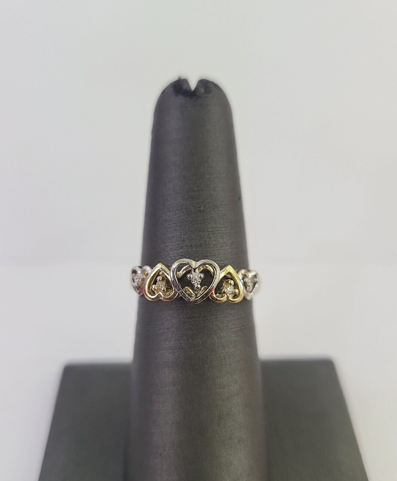 Real 10k Yellow Gold Hearts Ring Wedding Engagement Casual 10Kt Genuine All Sizes