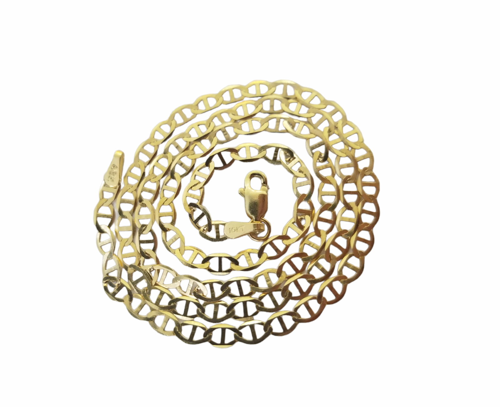 Real 10k Yellow Gold Mariner Anchor Link Necklace Bracelet Set 3mm Chain FOR LADIES