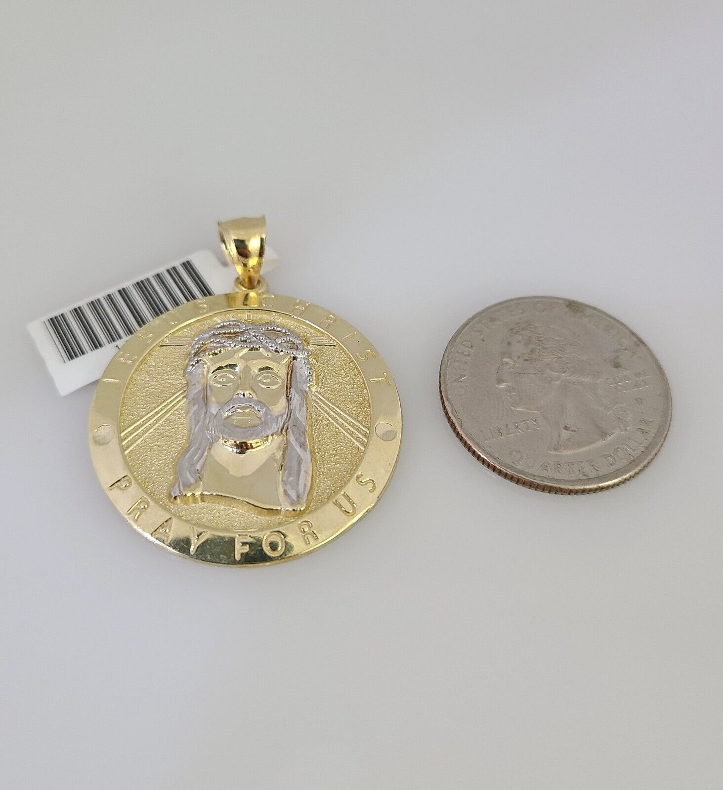 Real 10k Gold Byzantine Chain Jesus Charm Pendant SET 3mm 28 Inch Mens Necklace