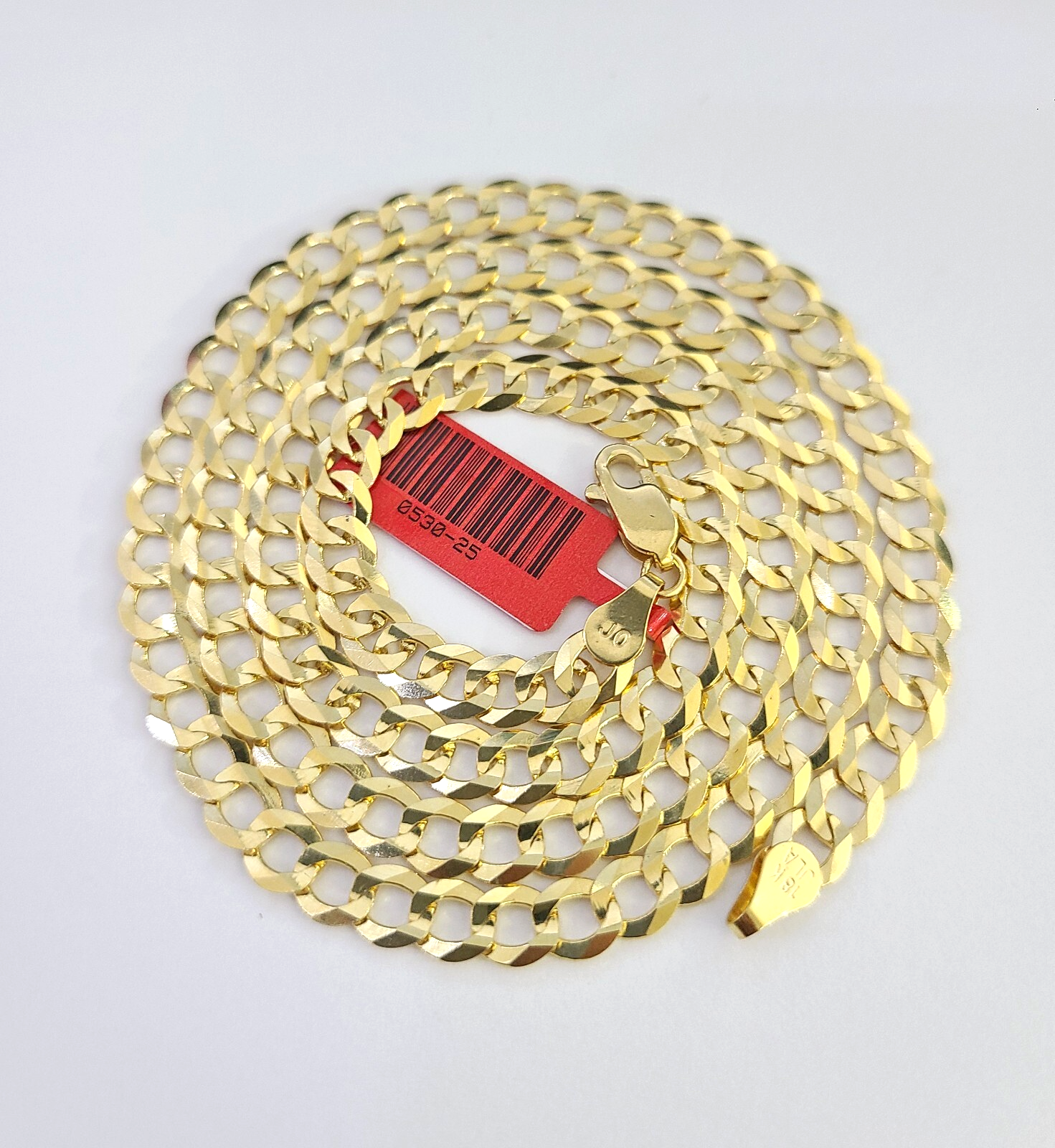Real 18kt Cuban Curb Chain Necklace 6mm 24 Inch Yellow Gold Men Women SOLID