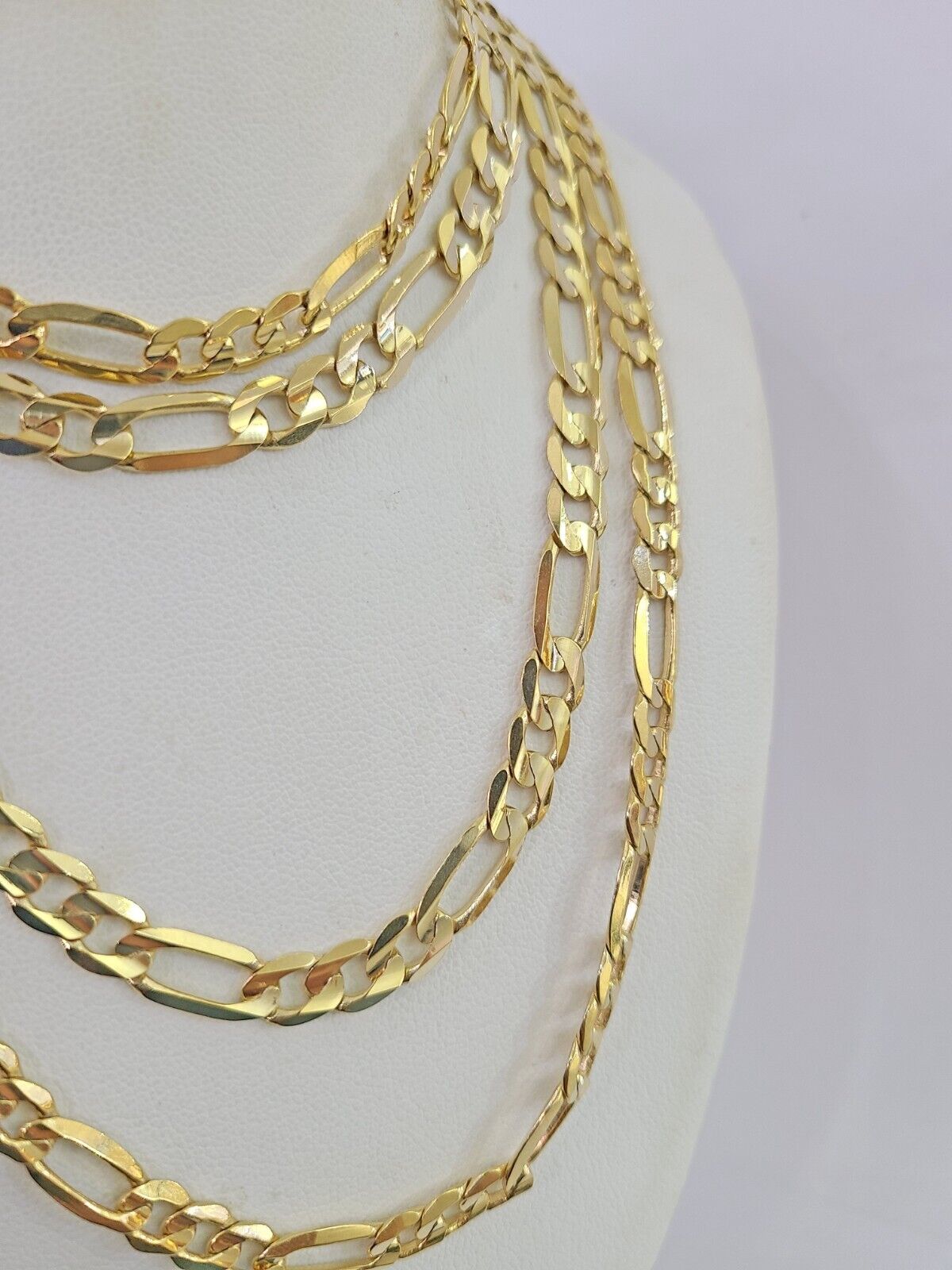 10K Solid Figaro Link Chain Necklace Yellow Gold 6mm 24" 26" 10kt