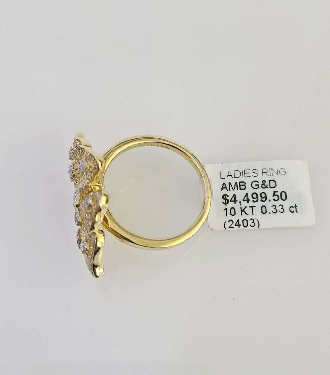 Real 10k Butterfly Diamond Ladies Ring Women Casual 10Kt Yellow Gold All Sizes