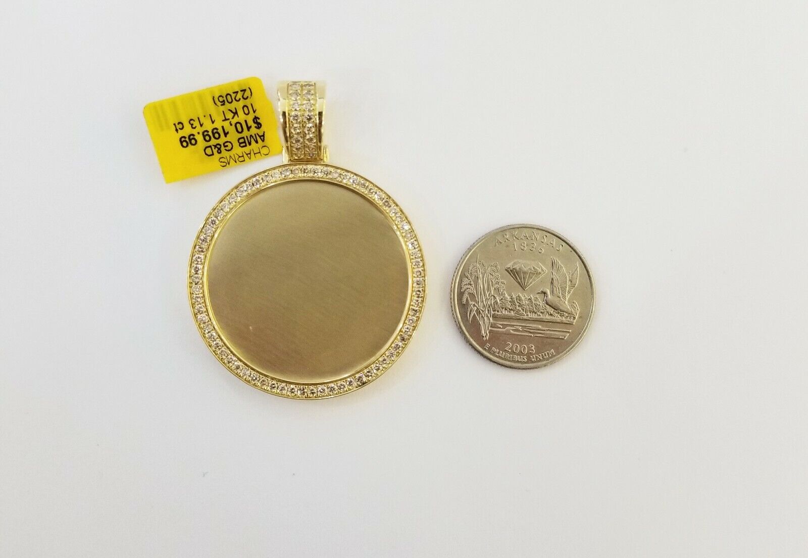 10k Yellow Gold Memory Pendant Charm 1.13CT 2Inch 10kt Real Round Diamond