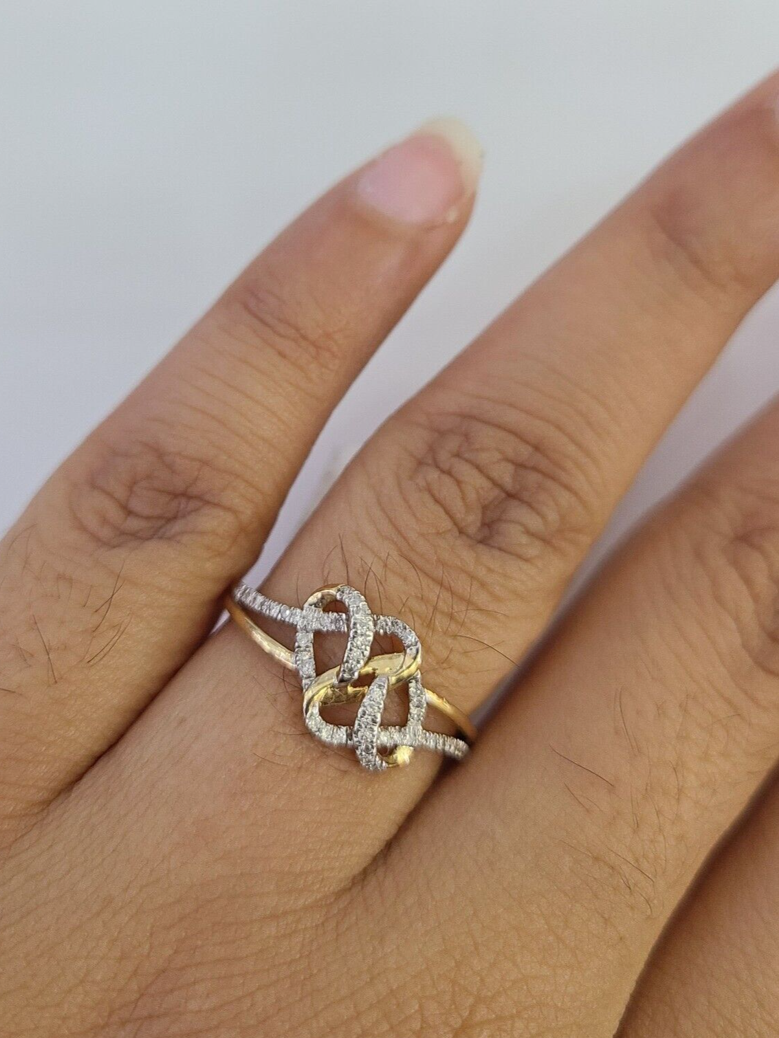 Real 10k Hearts Diamond Ladies Ring Women Casual 10Kt Yellow Gold All Sizes