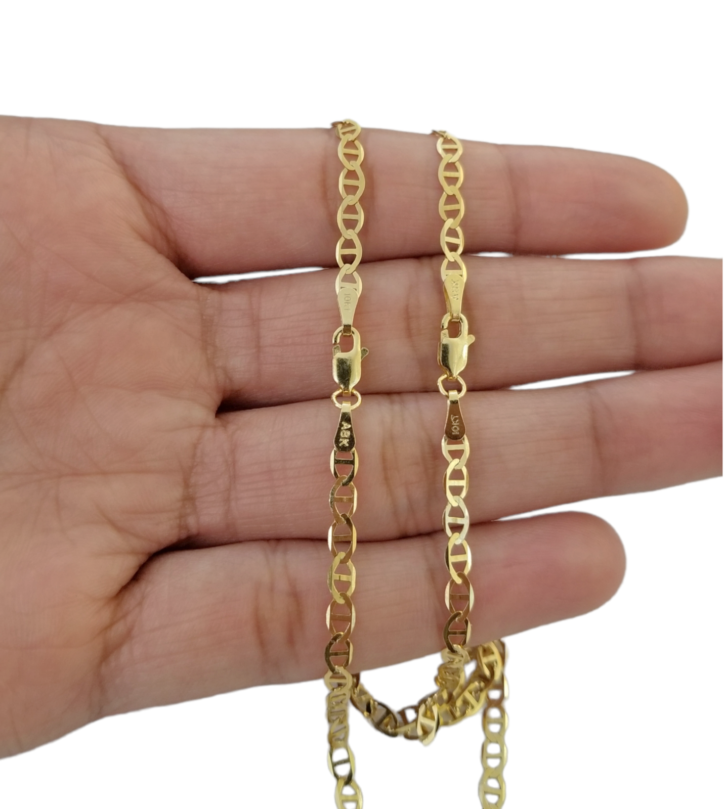 Real 10k Yellow Gold Mariner Anchor Link Necklace Bracelet Set 3mm Chain FOR LADIES