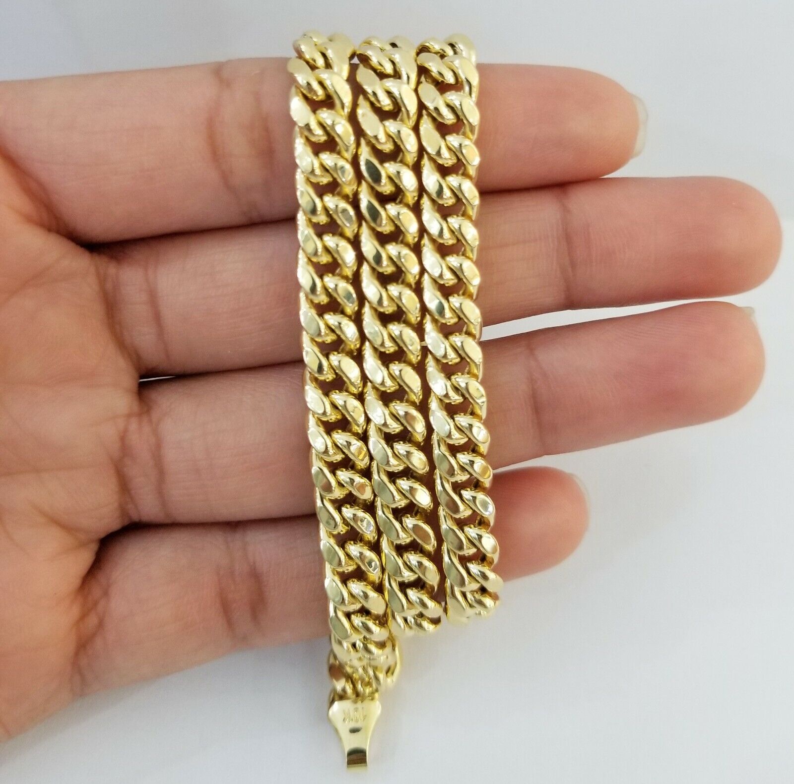 Real 10k Gold Miami Cuban Chain 7mm 22" Necklace,10kt Yellow Gold Lobster Lock