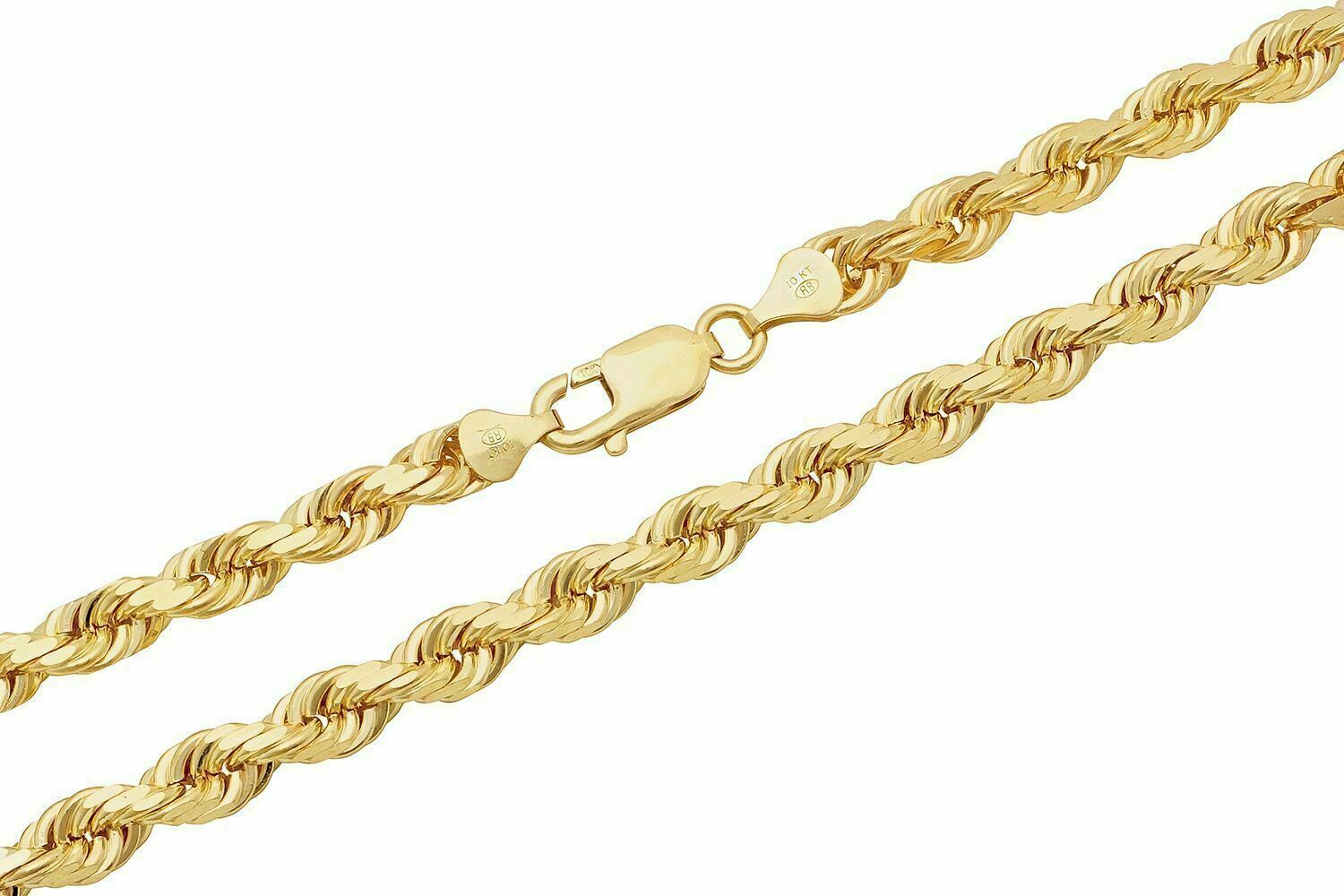 Solid 10k Yellow Gold Rope Chain 1mm-10mm Diamond Cut Pendant Necklace16"-30
