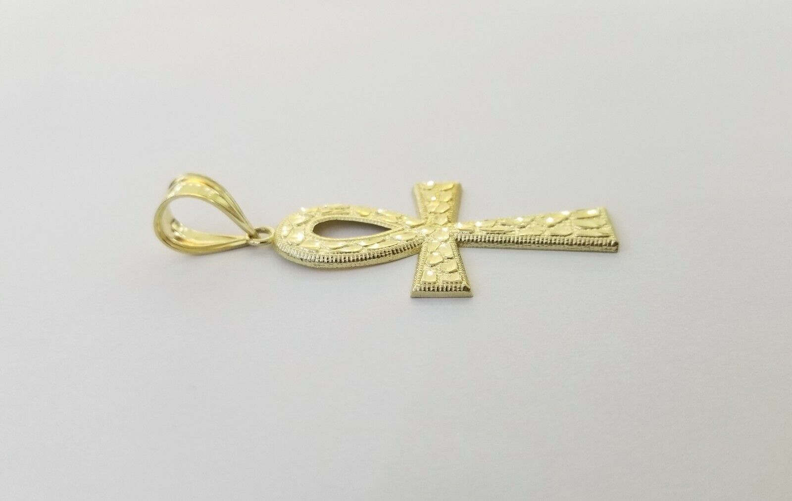 10k Nugget Style Yellow Gold Cross Pendant Real 10kt Mens Jesus Cross Pendant