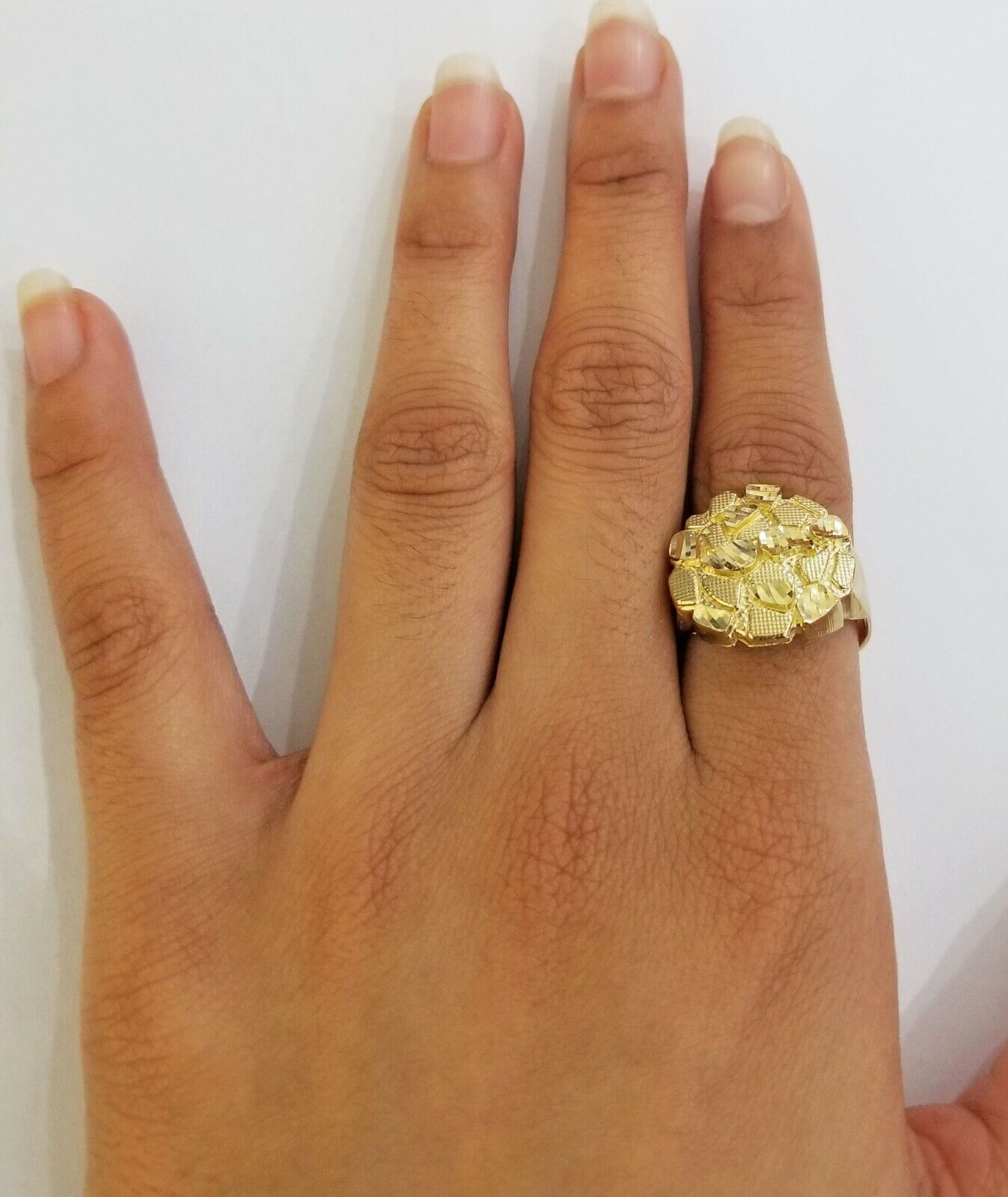 10k yellow Gold Nugget Men Ring All Sizes