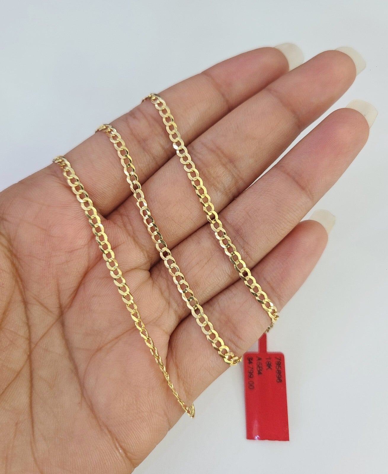 Real 18kt Cuban Curb Chain Necklace 2.5 mm 20 Inch Yellow Gold Men Women SOLID