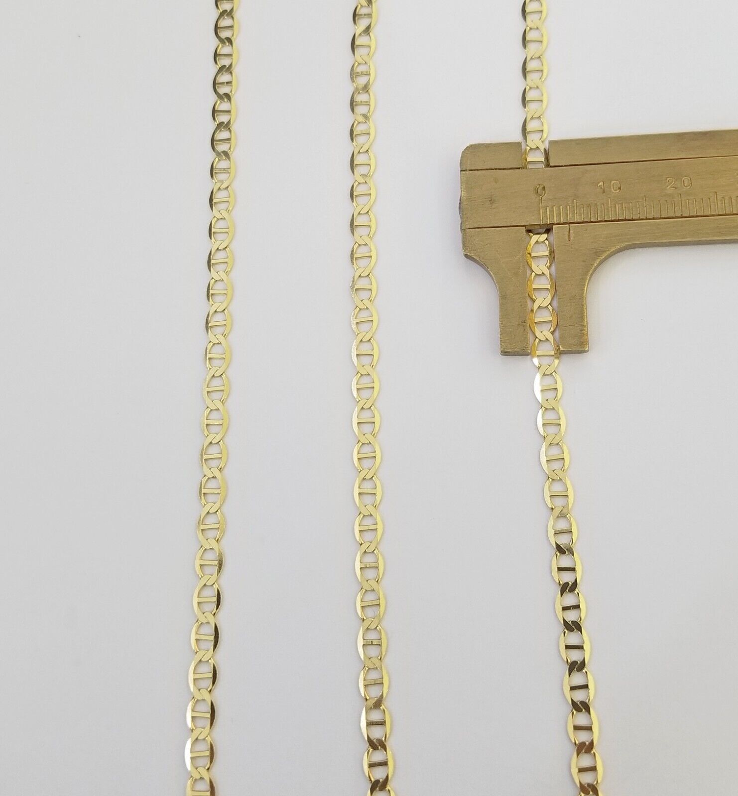 Real 10k Yellow Gold Mariner Anchor Link Chain 22" Inch 4mm Necklace