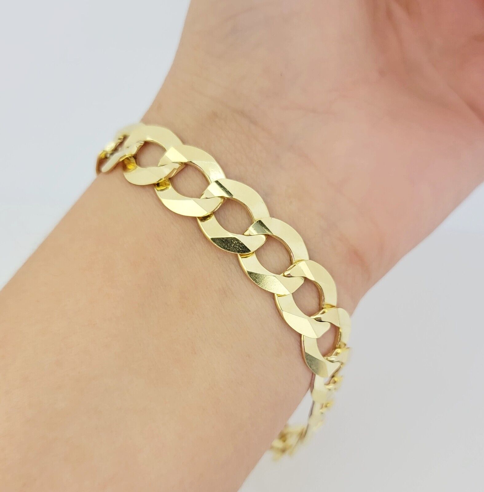 14k Yellow Gold Bracelet Cuban Curb Link 9 Inch 12mm Thick SOLID REAL 14kt Men's