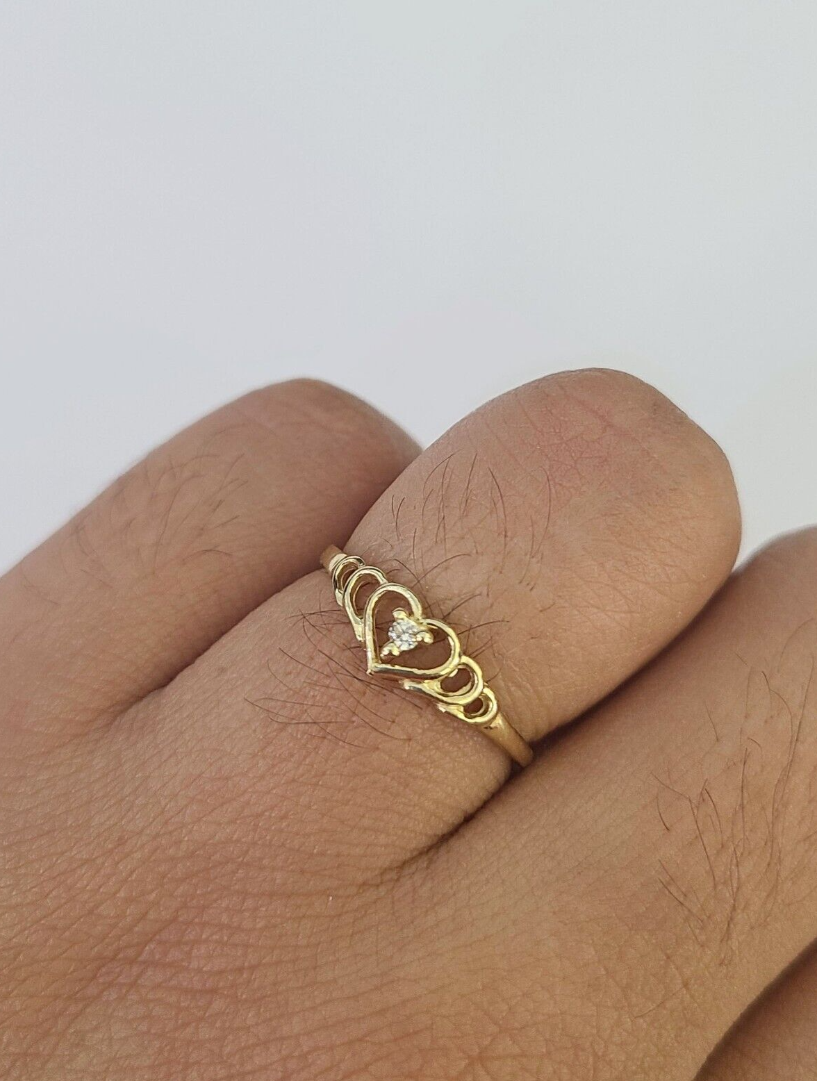 Real 10k Yellow Gold Hearts Ring Wedding Engagement Casual 10Kt Genuine All Sizes