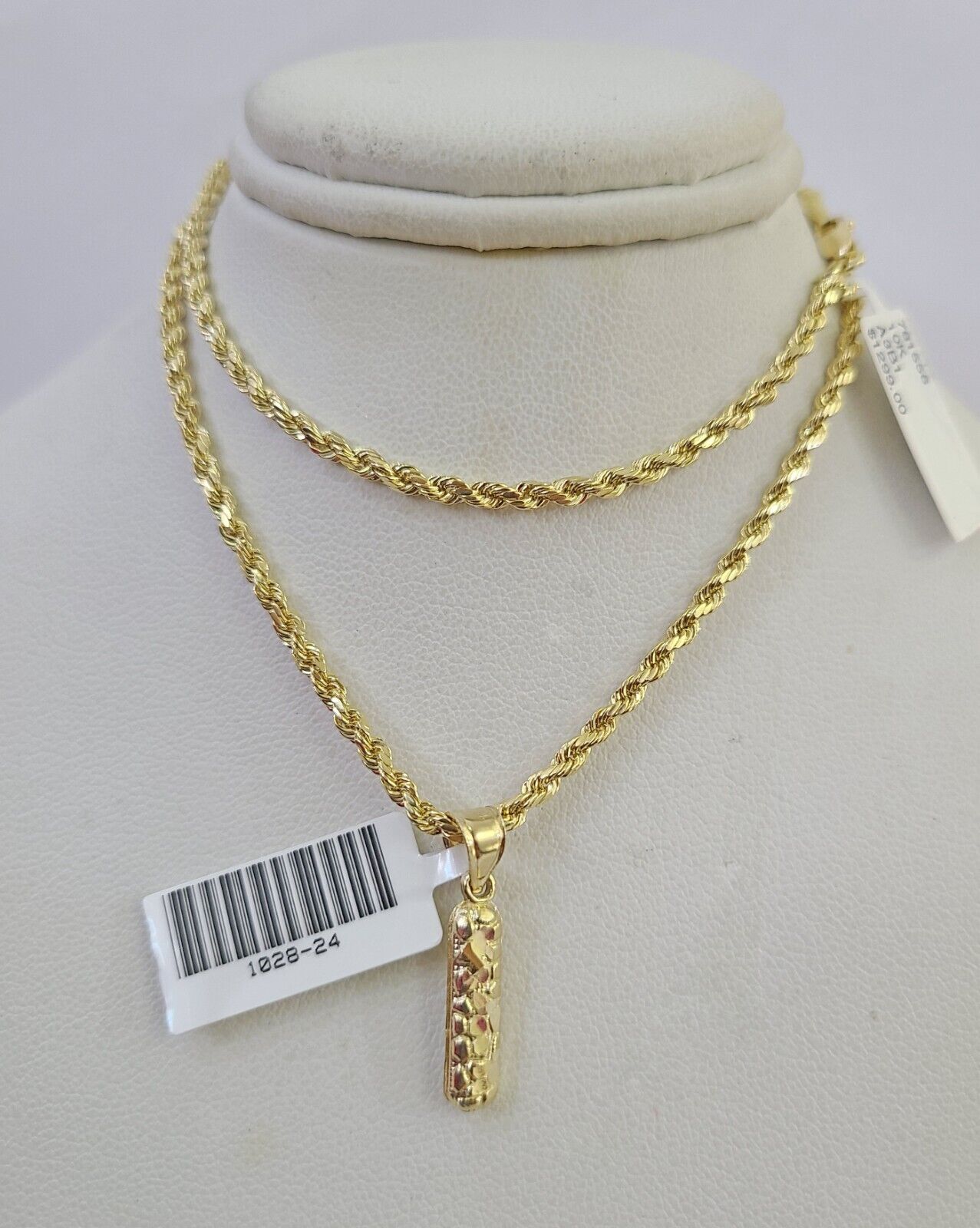 10k Gold Initial I Charm Rope Chain 16"-26" 2.5mm SET Necklace Alphabet Pendant