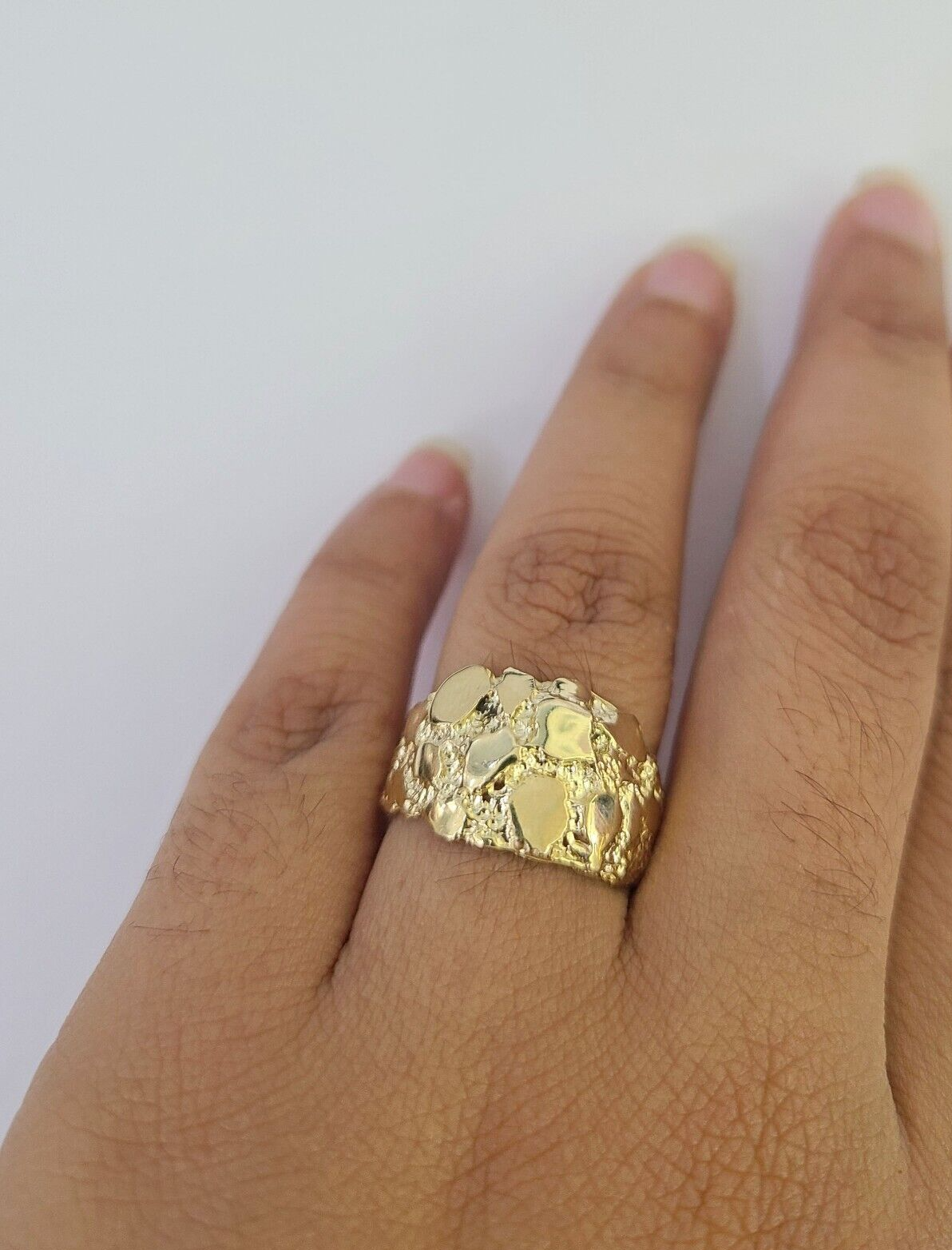 Real 10k Nugget Ring Yellow Gold Casual Ring 10kt Genuine All Sizes